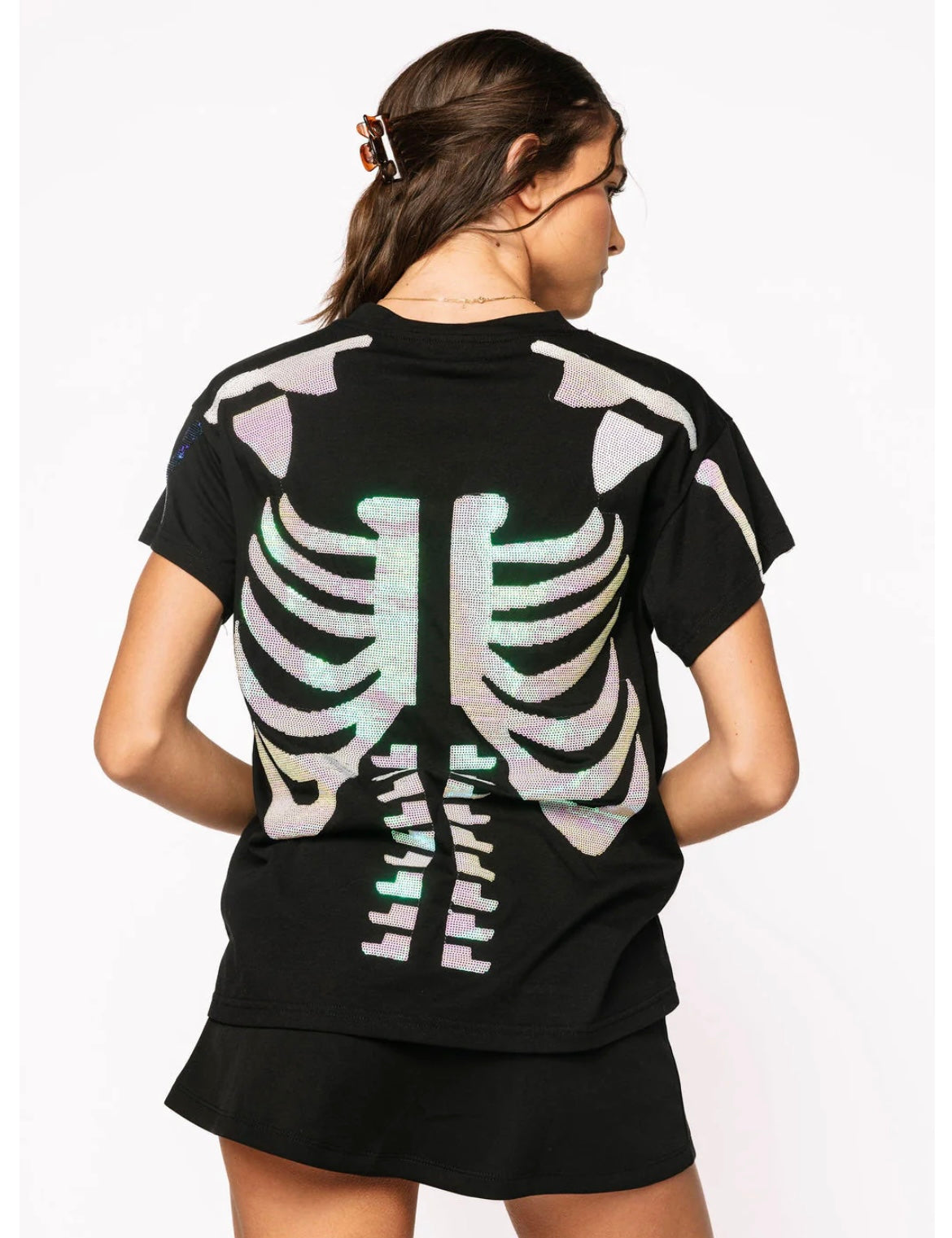 Queen of Sparkles Black & White Skeleton Tee