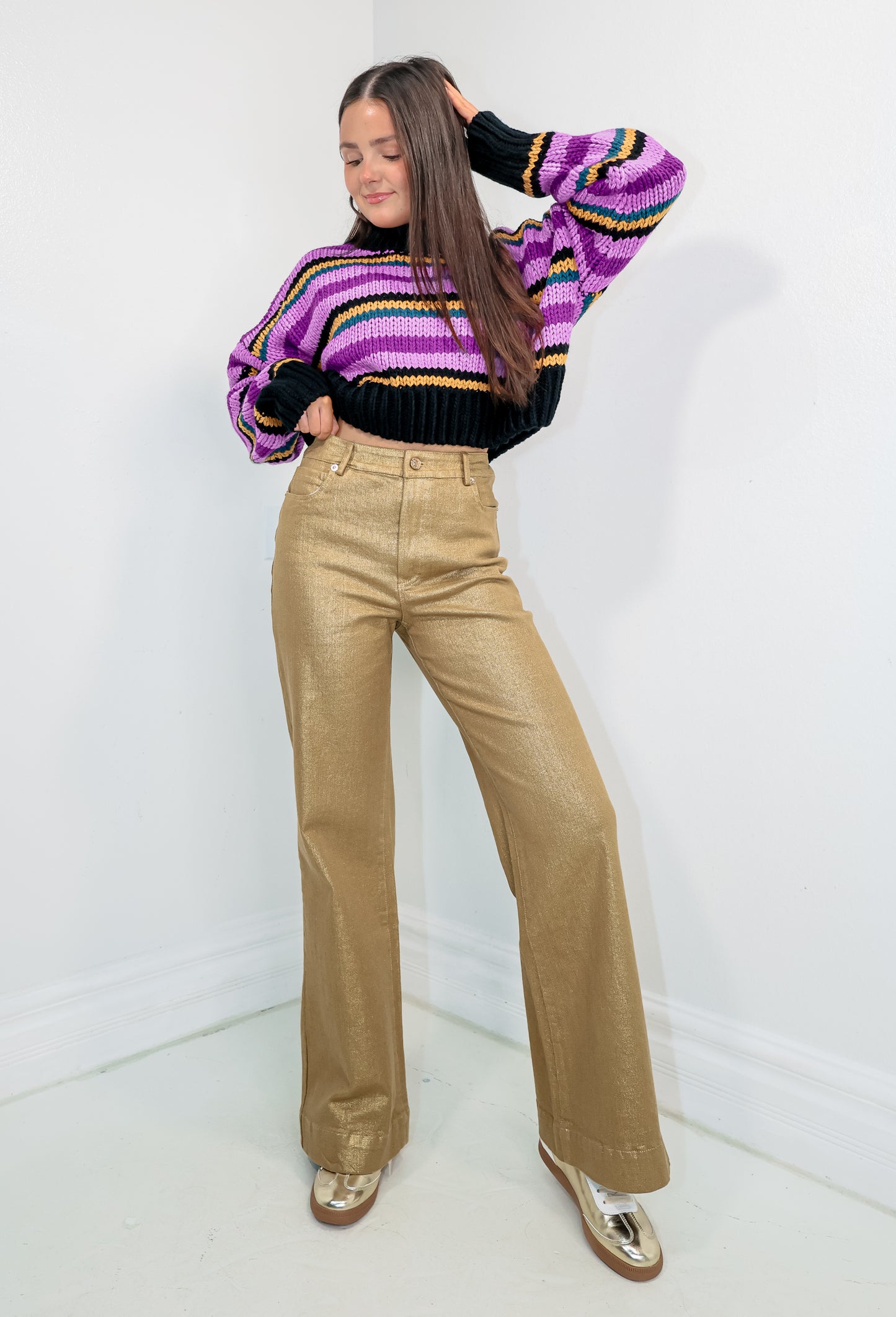 Gold Rush Metallic Wide Leg Pants