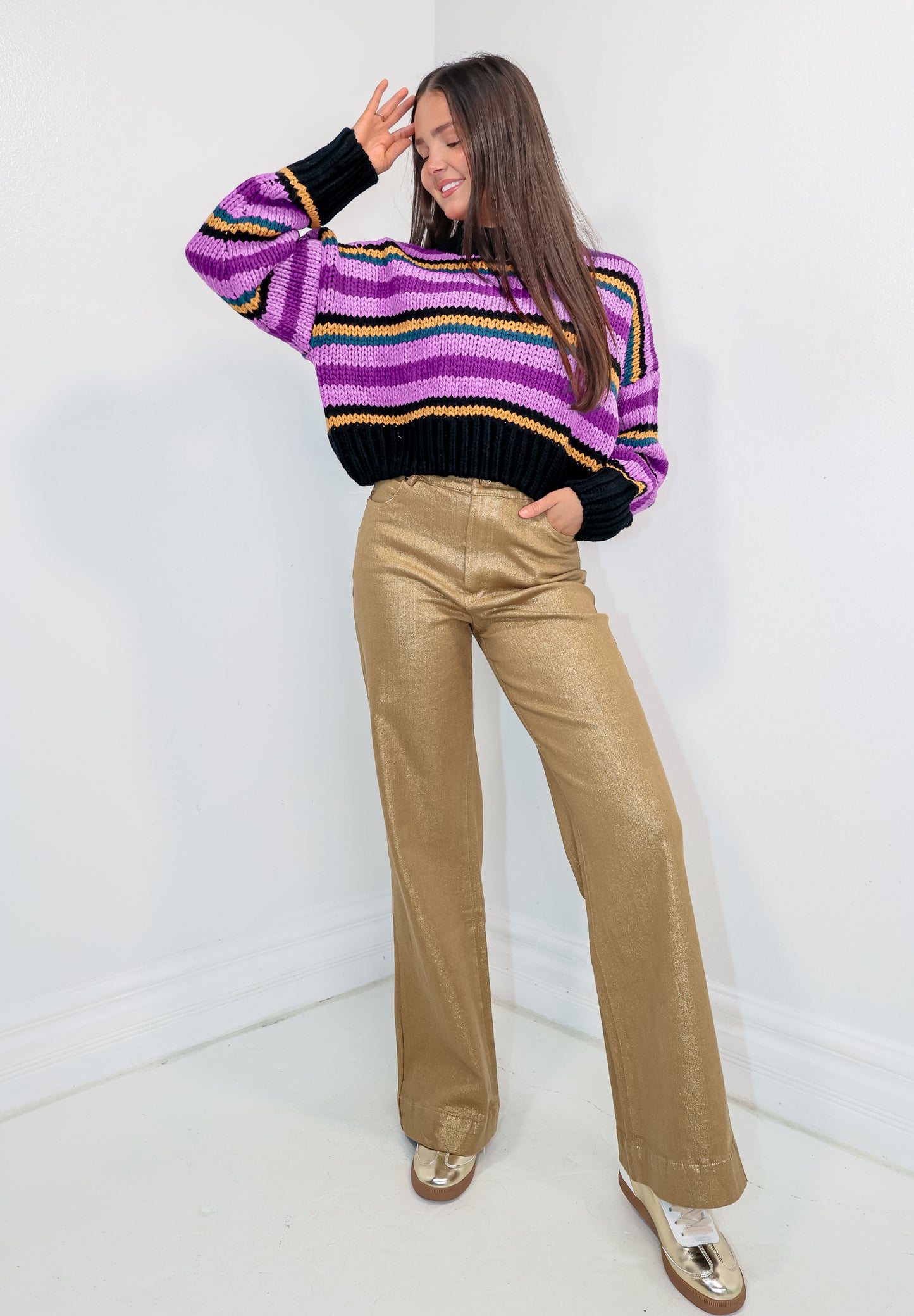 Gold Rush Metallic Wide Leg Pants