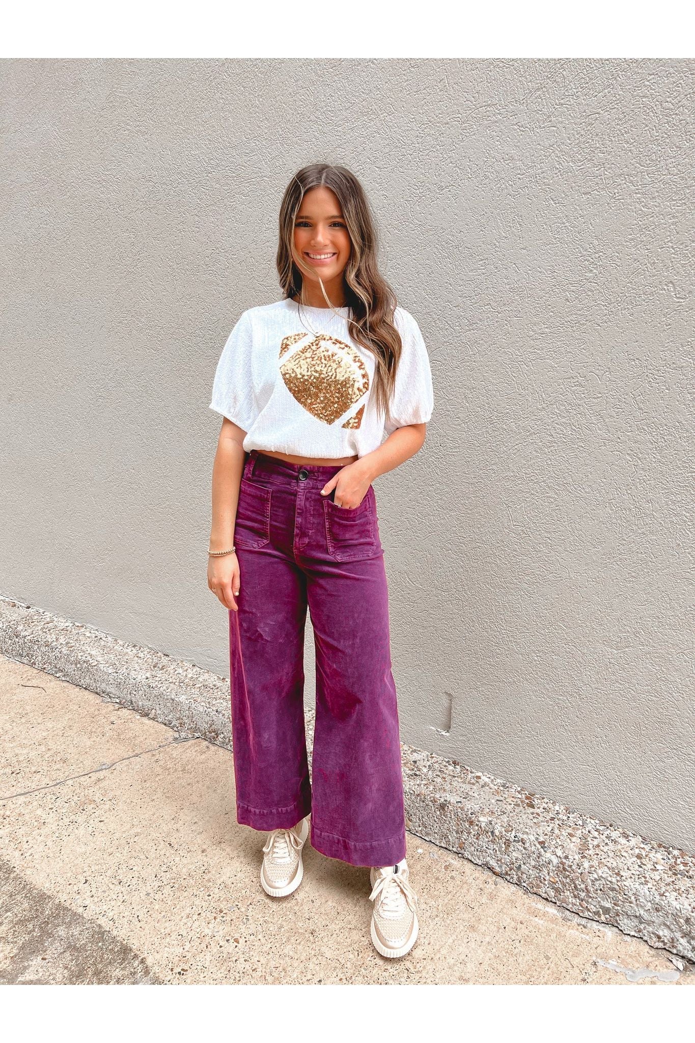 Gold Sequin Football Cropped Top-Tops-KCoutureBoutique, women's boutique in Bossier City, Louisiana