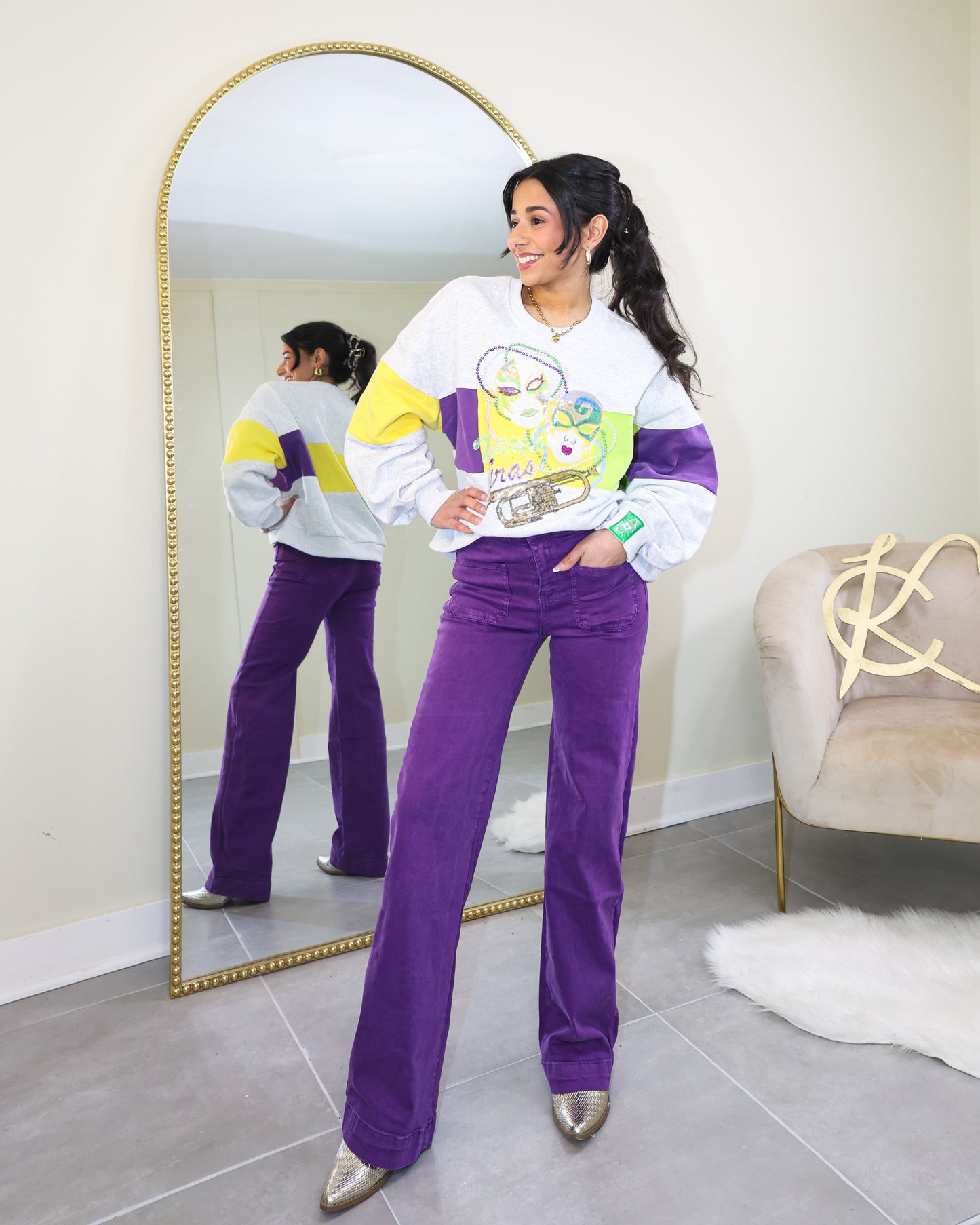 Grape Crush High Rise Flare Jeans