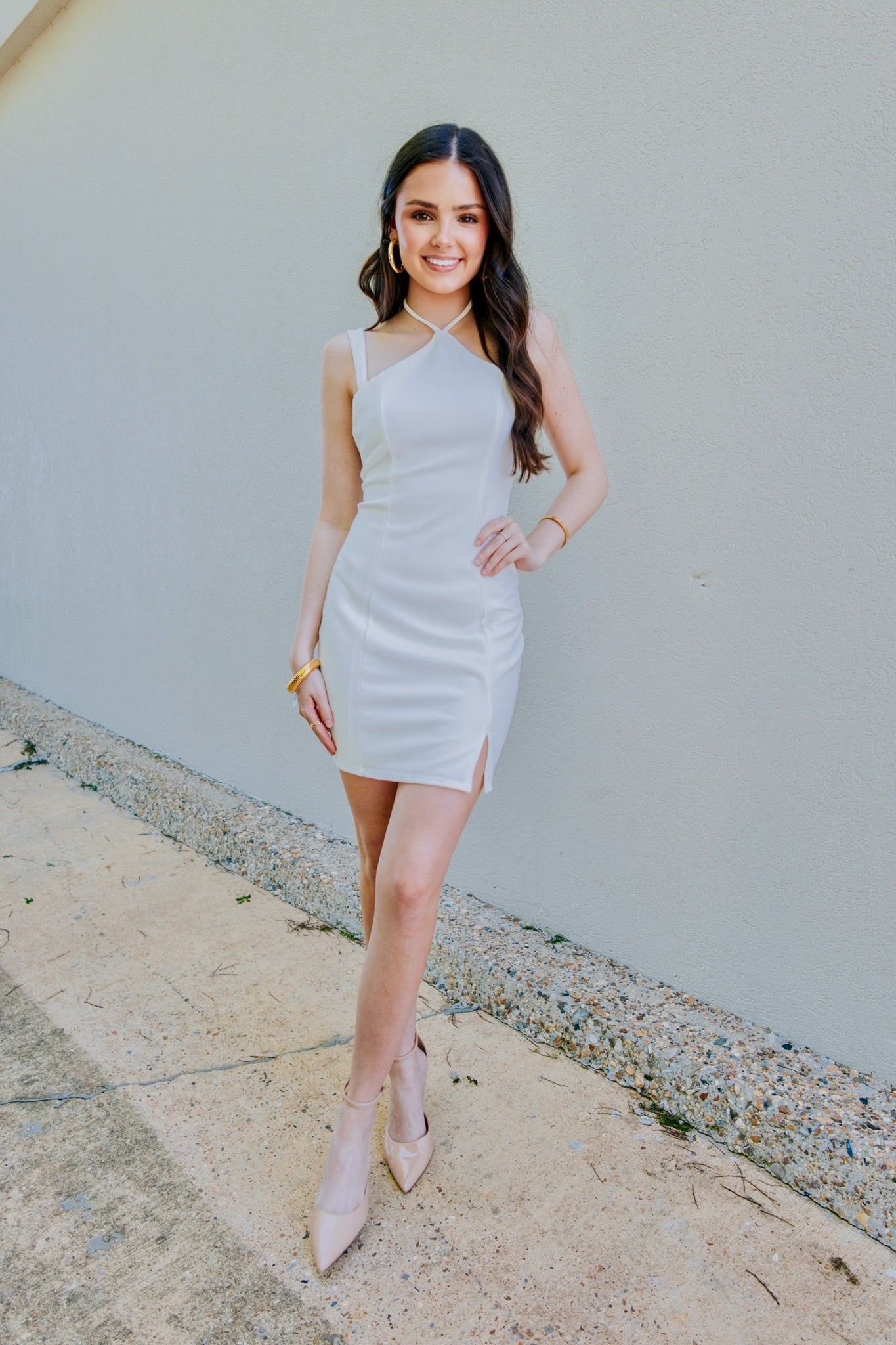 Halter Open Back Bodycon Mini Dress-Dresses-KCoutureBoutique, women's boutique in Bossier City, Louisiana