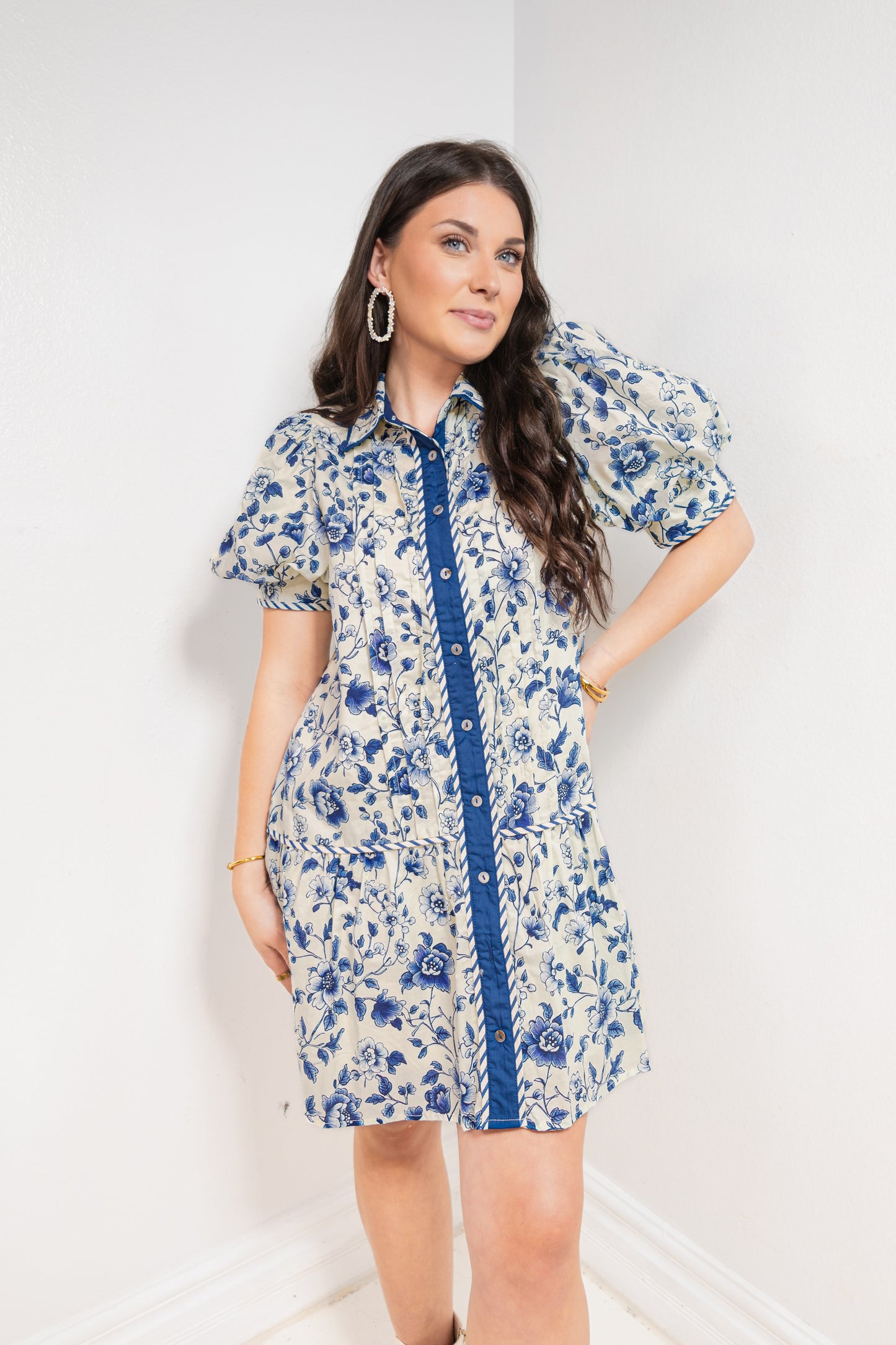 Heirloom Florals Button Down Mini Dress