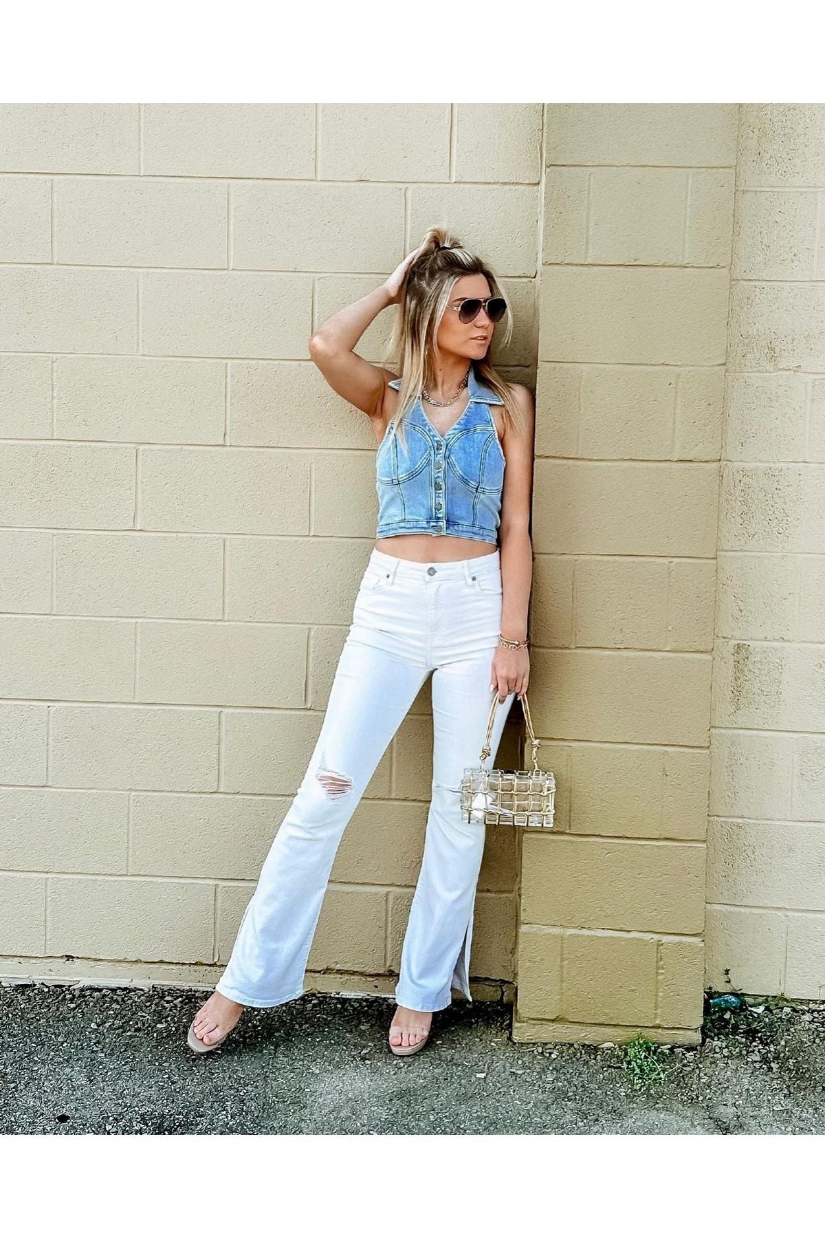 Hidden Sea Salt Side Slit Jeans-Bottoms-KCoutureBoutique, women's boutique in Bossier City, Louisiana