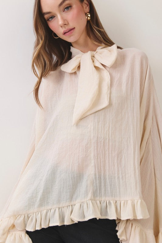 Soft Spoken Ruffle Poncho Top