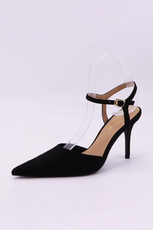 Midnight Point Ankle Strap Heels