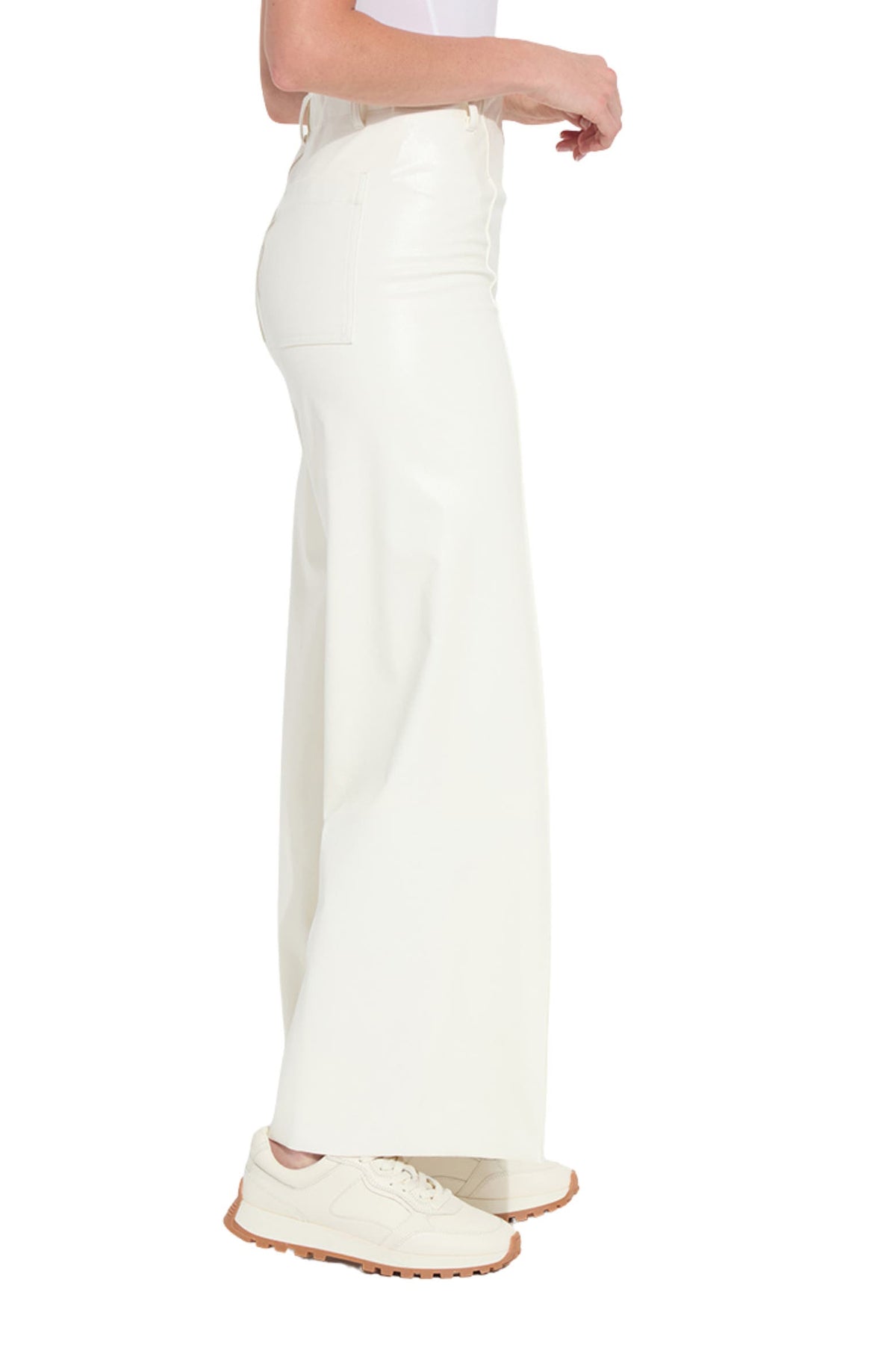Lyssé Libby Hi Waist Pintuck Vegan Leather Wide Leg Pants