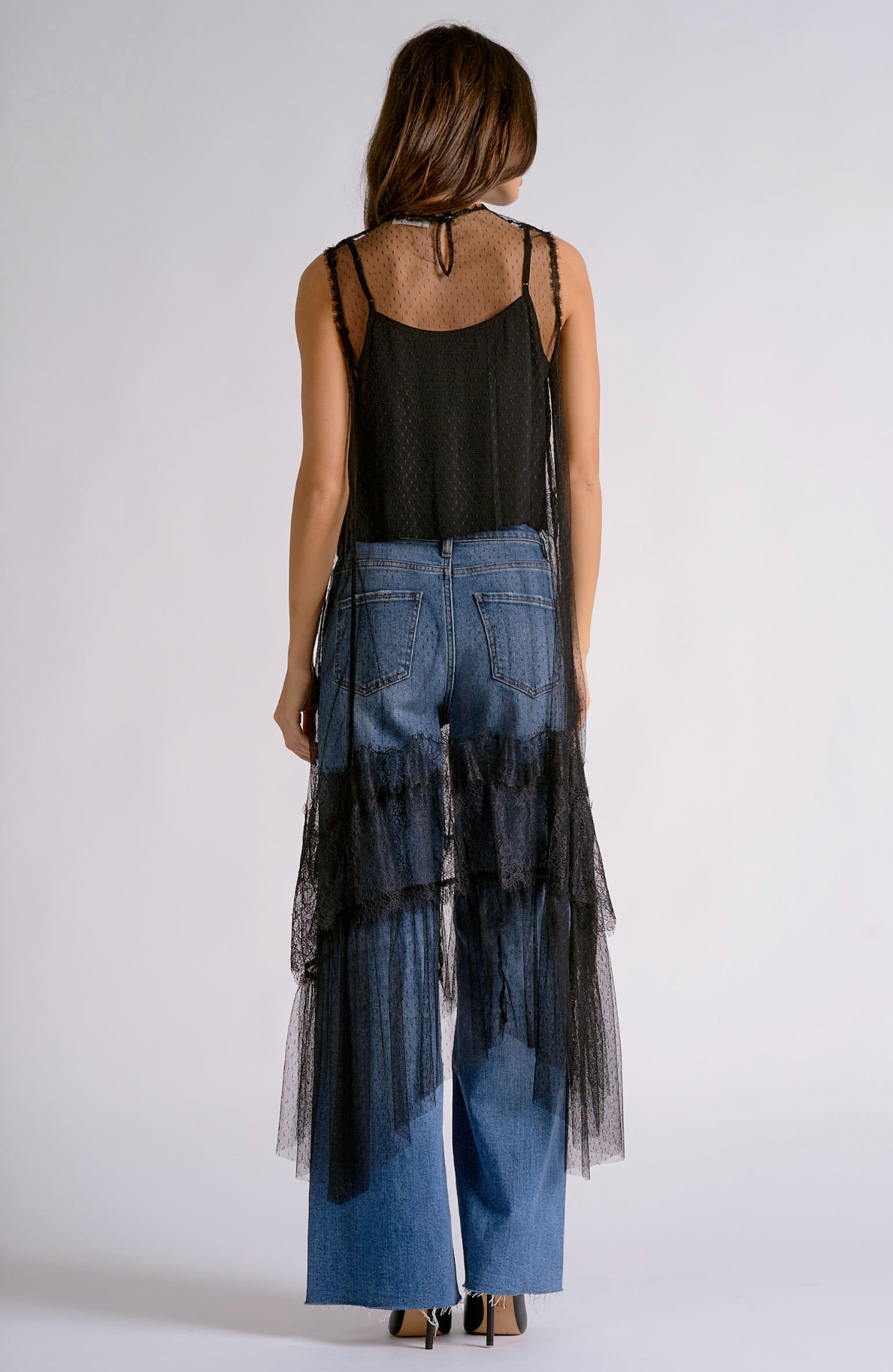 Elan Midnight Romance Lace Duster Top