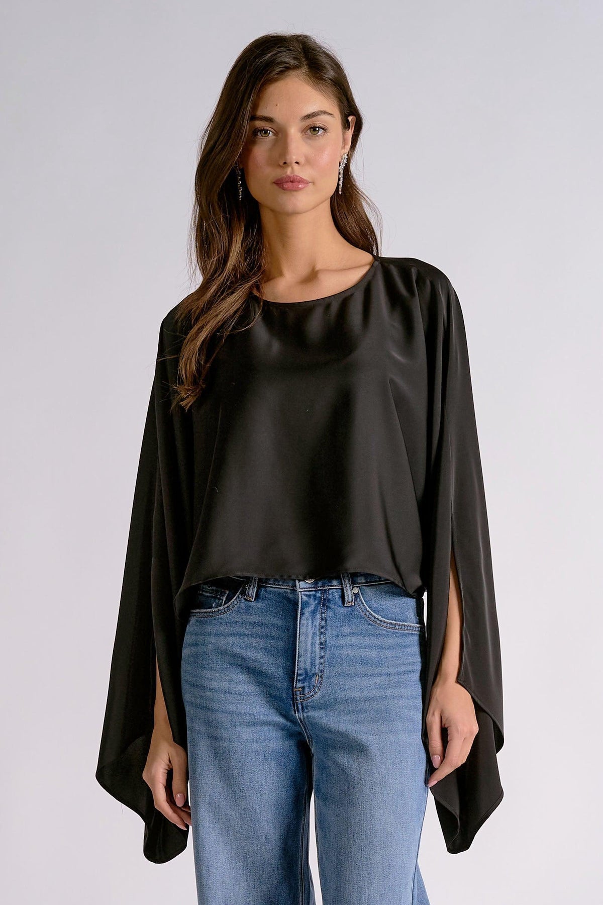Elan After Dark Satin Cape Top