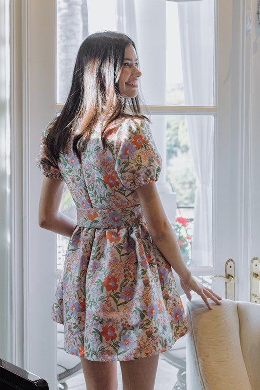 Whimsical Floral Flare Mini Dress