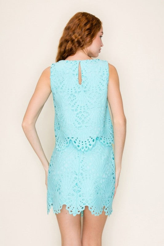 Coastal Charm Lace Mini Skirt