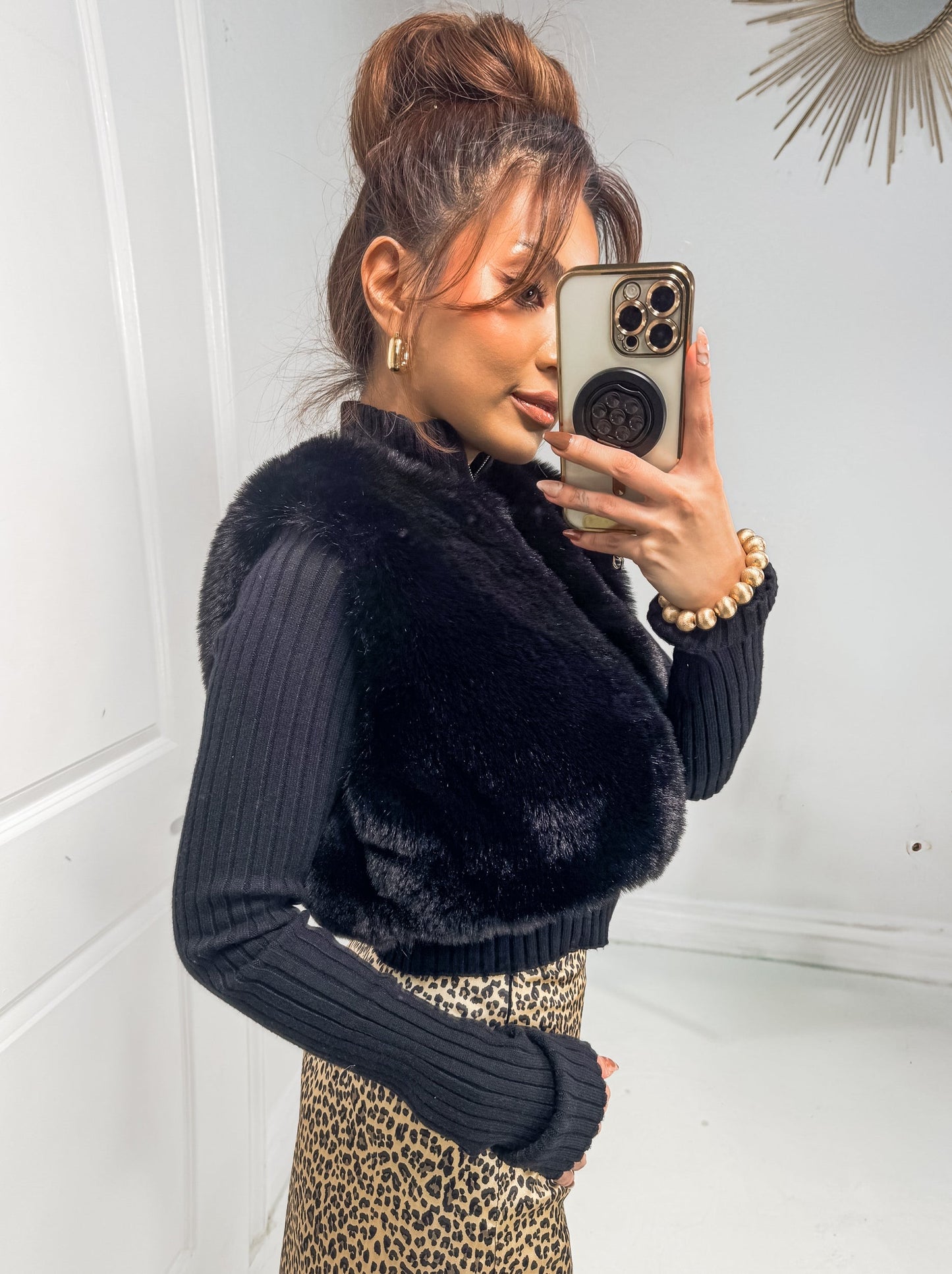 Artic Kisses Zip Up Fur Sweater Top