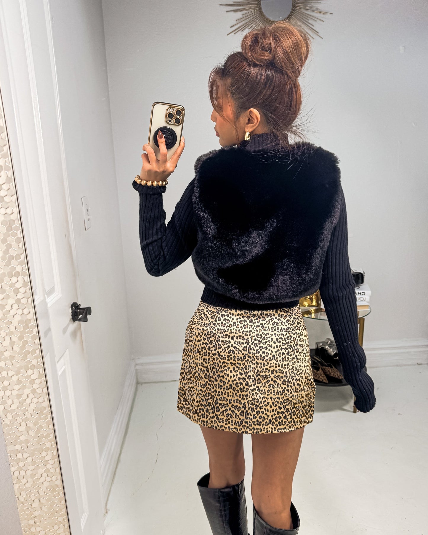 Artic Kisses Zip Up Fur Sweater Top