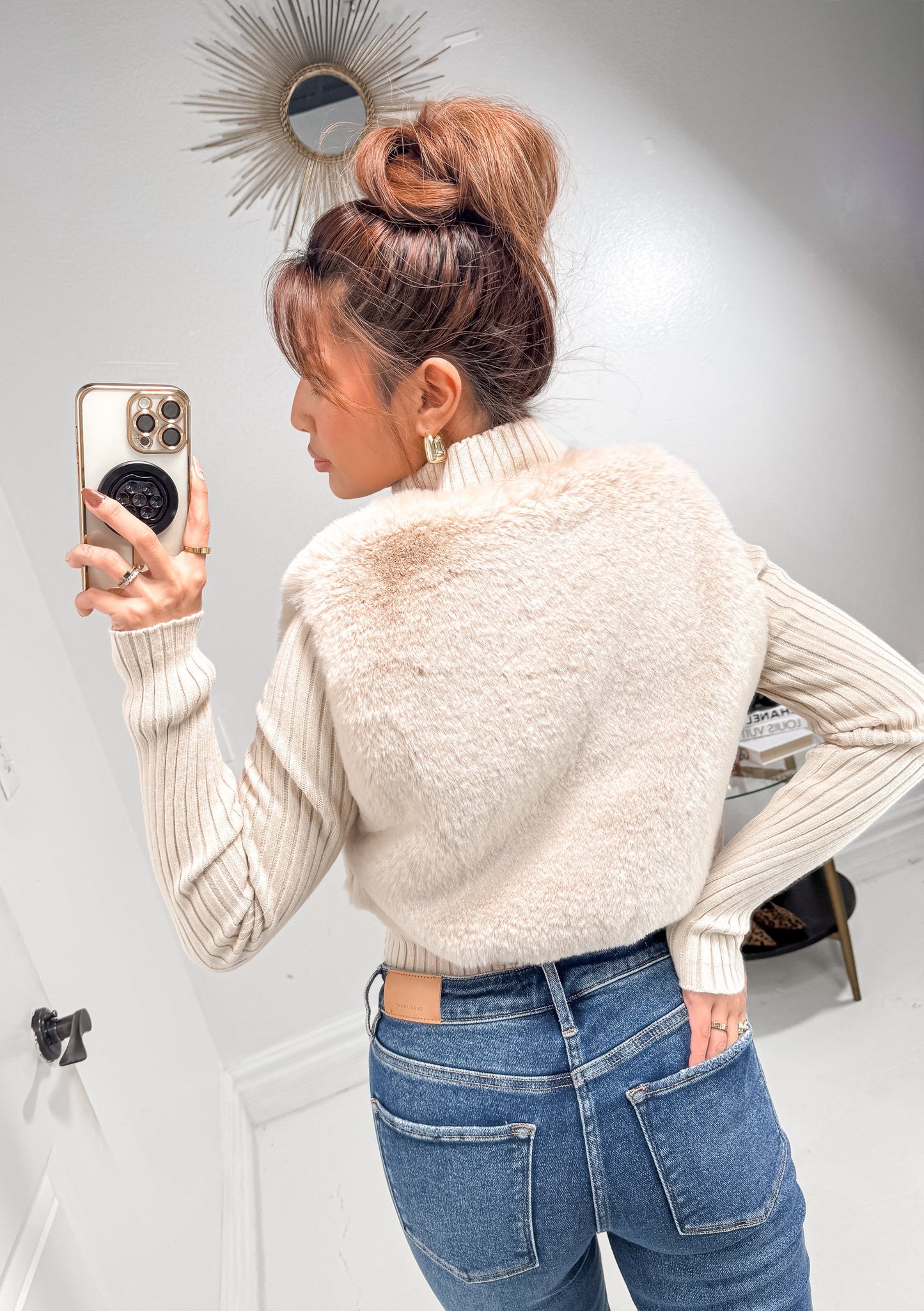 Artic Kisses Zip Up Fur Sweater Top