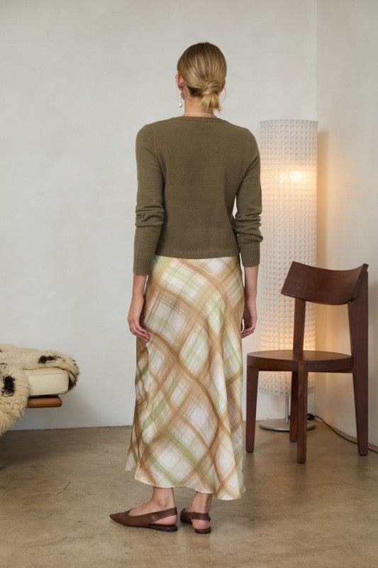 Olive Grove Bias Midi Skirt