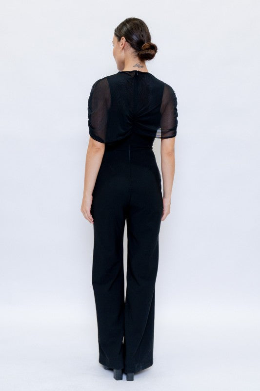 After Hours Mesh Draped Jumpsuit