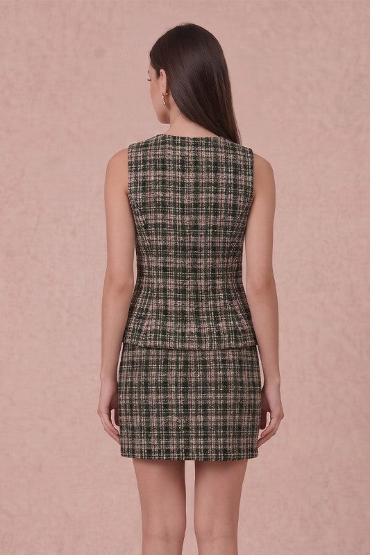Windsor Plaid Tweed Peplum Vest