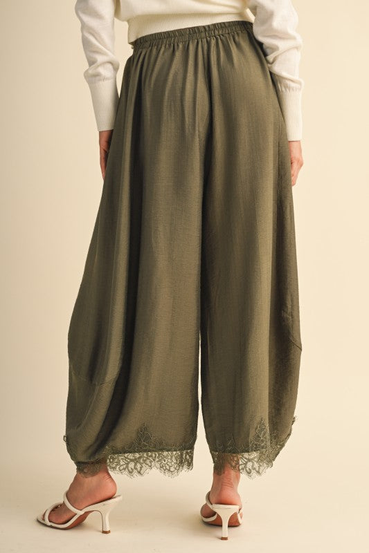 Muse Lace Trim Wide Leg Pants