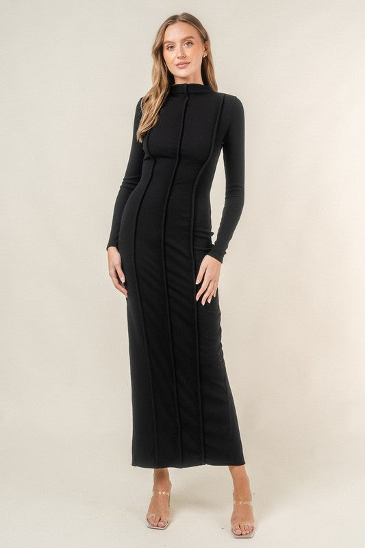 Monroe Sculpted Seam Mock Neck Maxi Dress