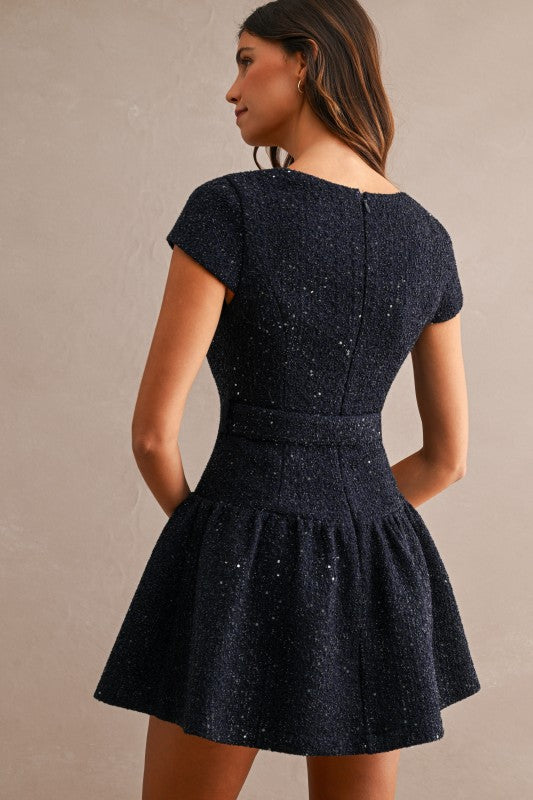 Blair Tweed Belted Mini Dress