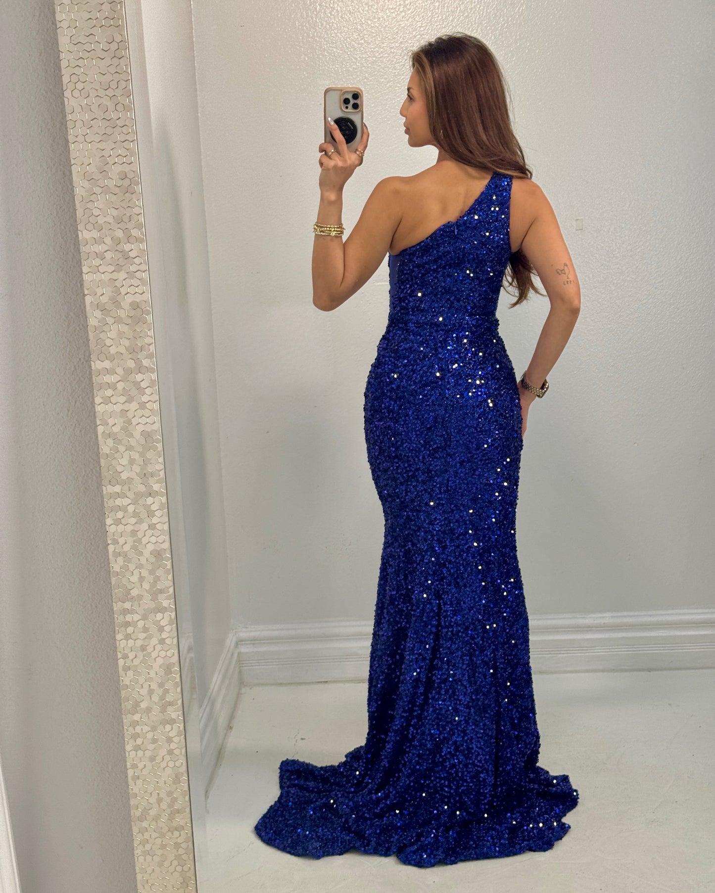 Starlit Sapphire One Shoulder Gown