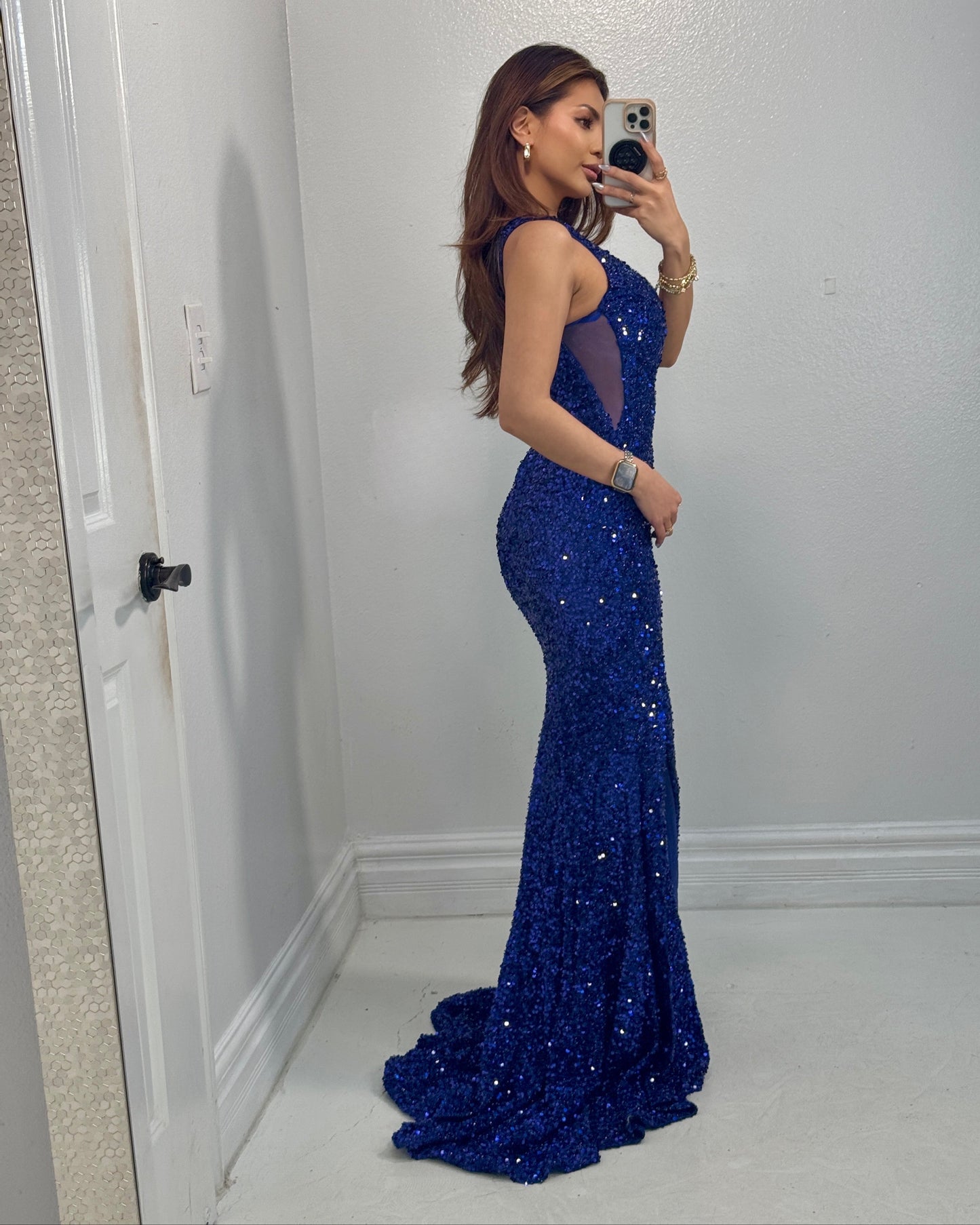 Starlit Sapphire One Shoulder Gown