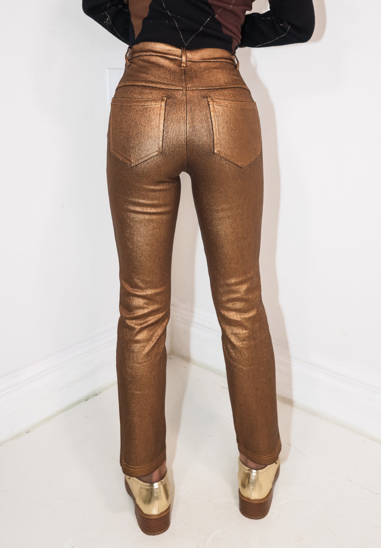 Lysse Metallic Coated Denim Pants