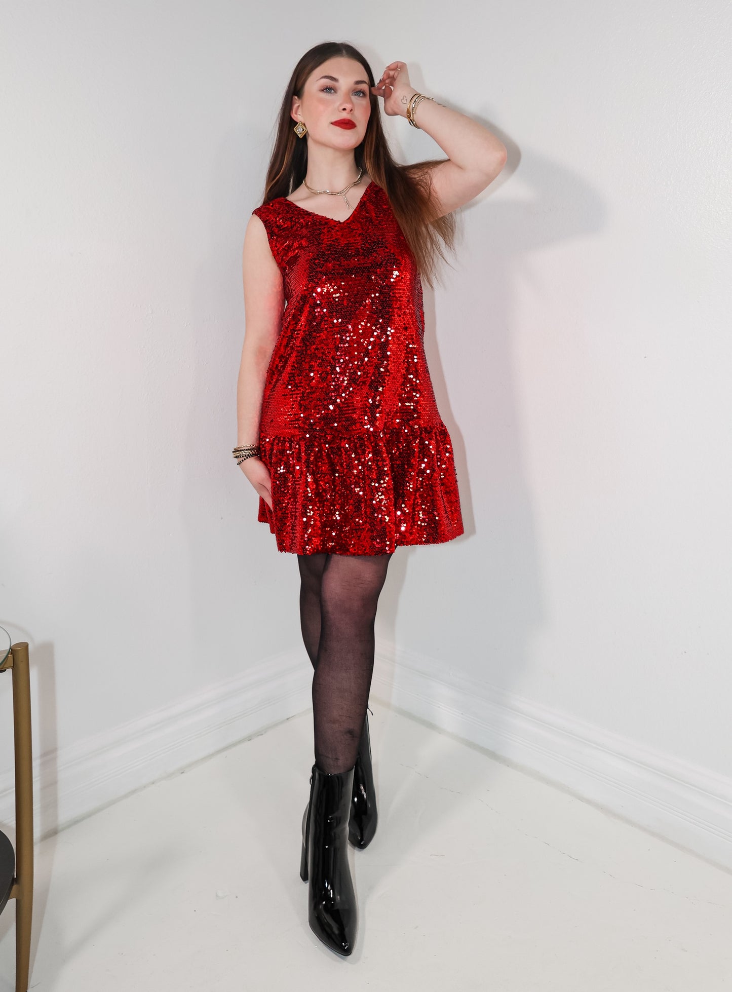Ruby Red Sequin Party Dress