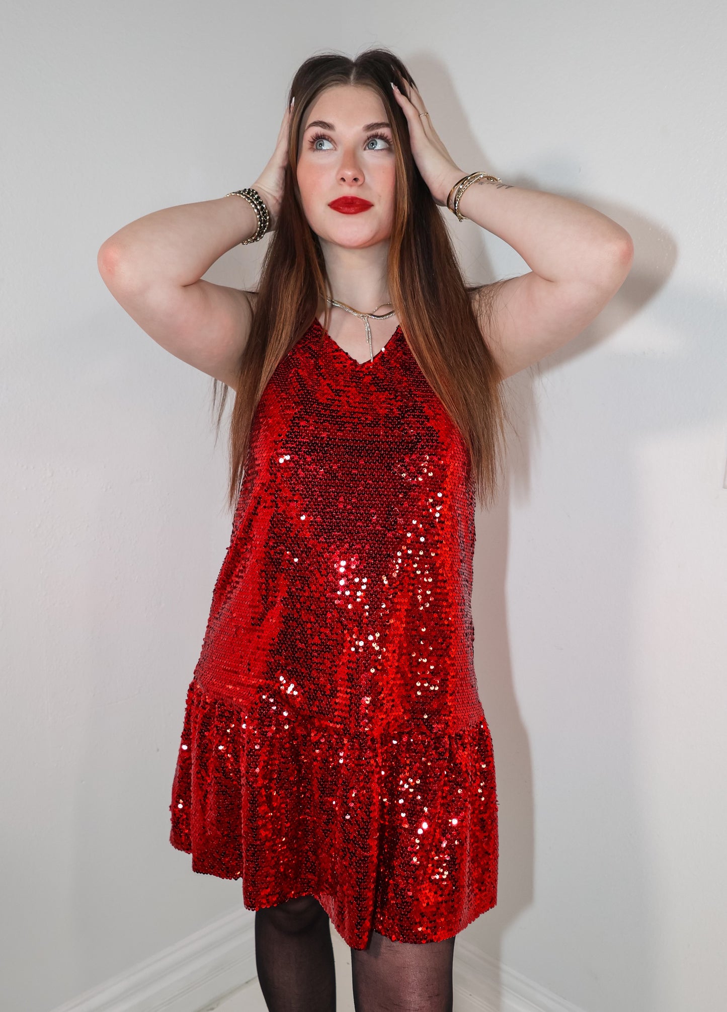 Ruby Red Sequin Party Dress