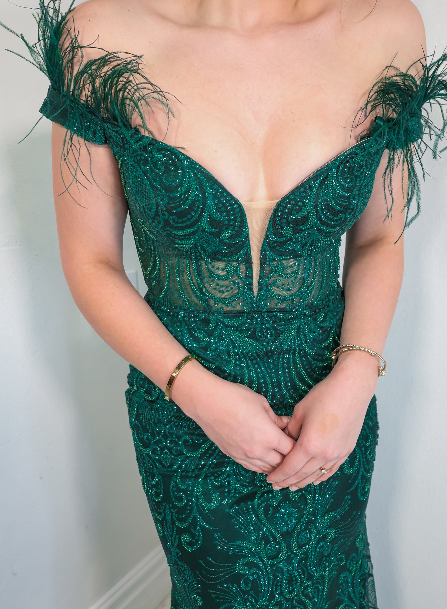 Ivy Winter Feathered Evening Dress