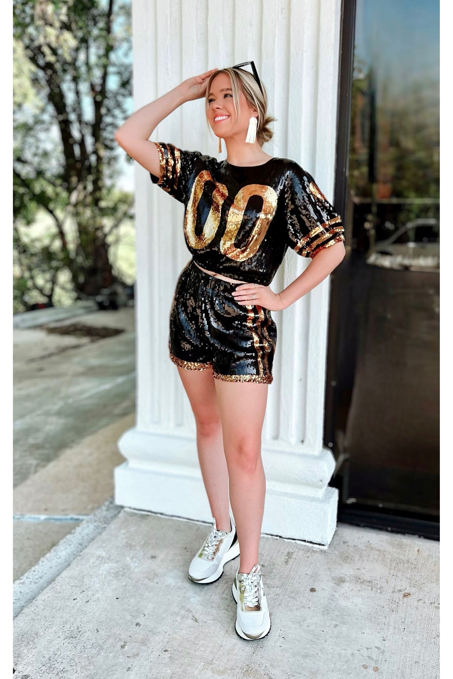 Jamie Jersey Sequin Shorts-Bottoms-KCoutureBoutique, women's boutique in Bossier City, Louisiana