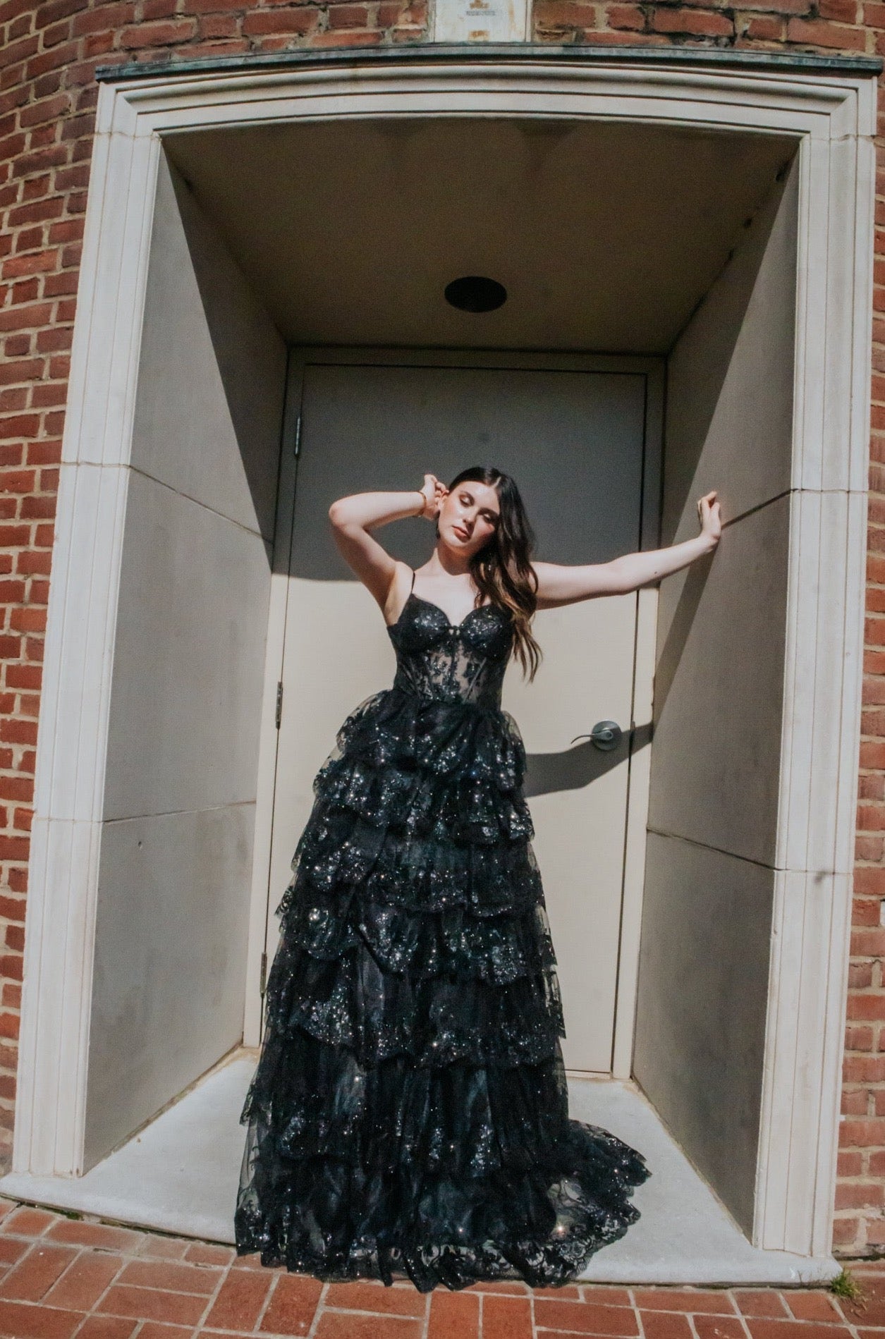 Layered Sequin Ball Gown Black / 8 Layered Sequin Ball Gown Black / 8