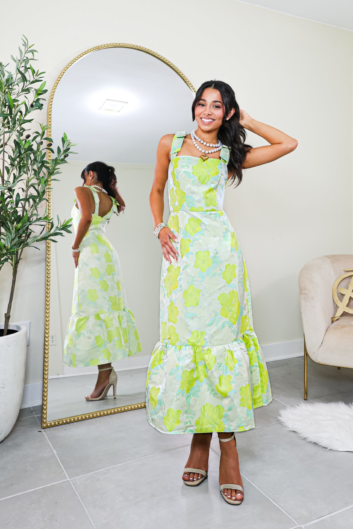 Lily & Lemon Floral Jacquard Midi Dress