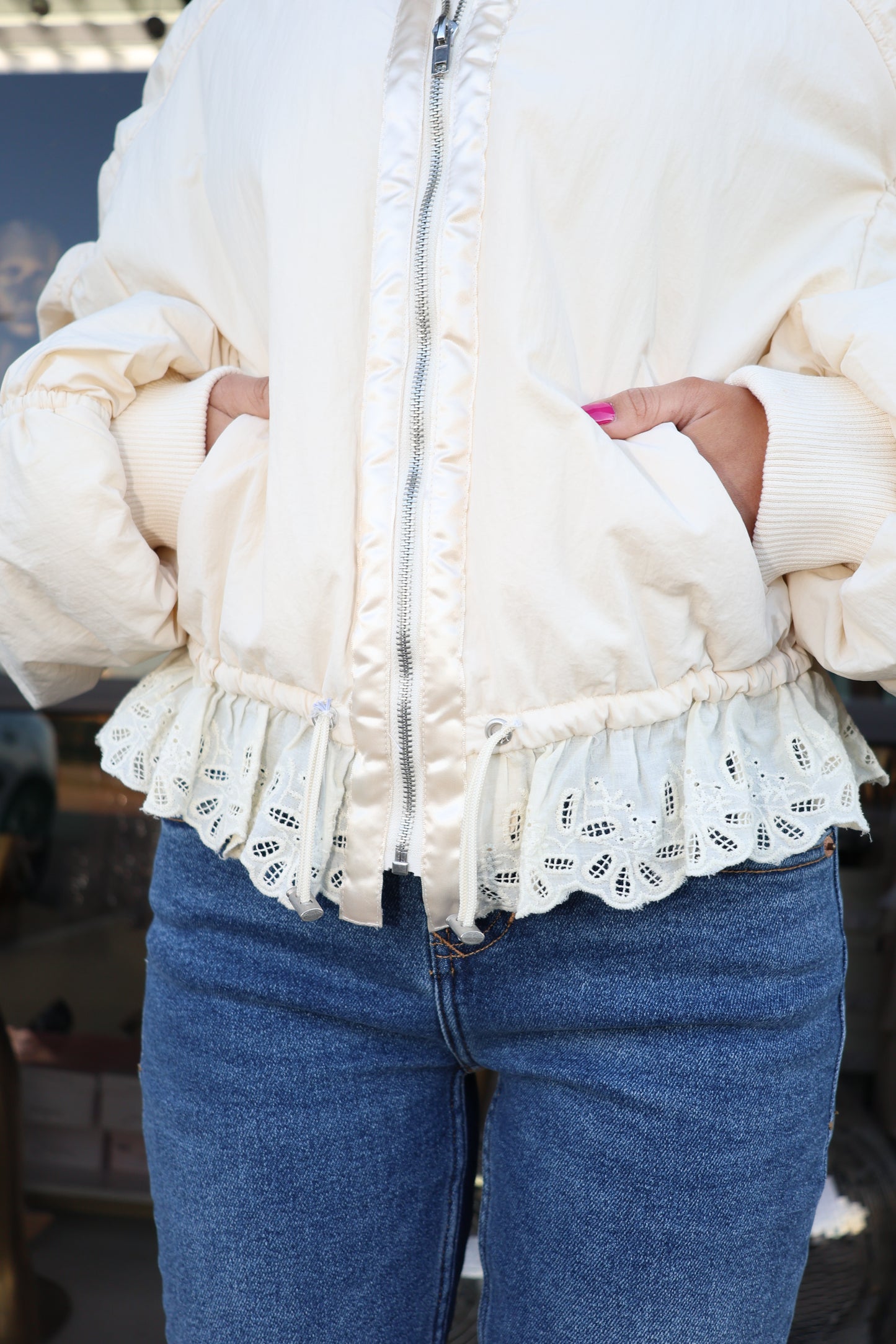 Lucy Lace Trim Bomber Jacket