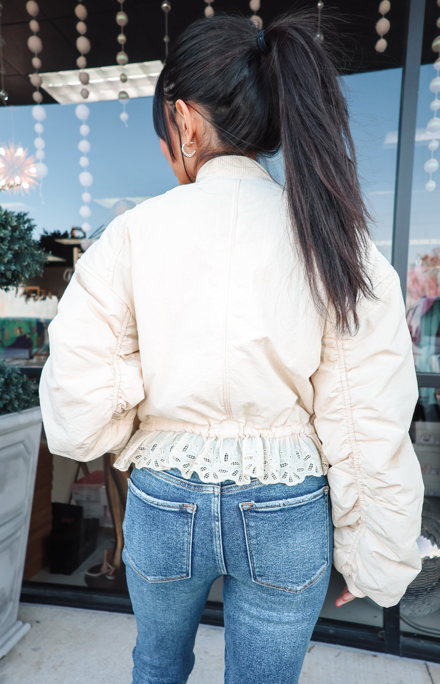 Lucy Lace Trim Bomber Jacket