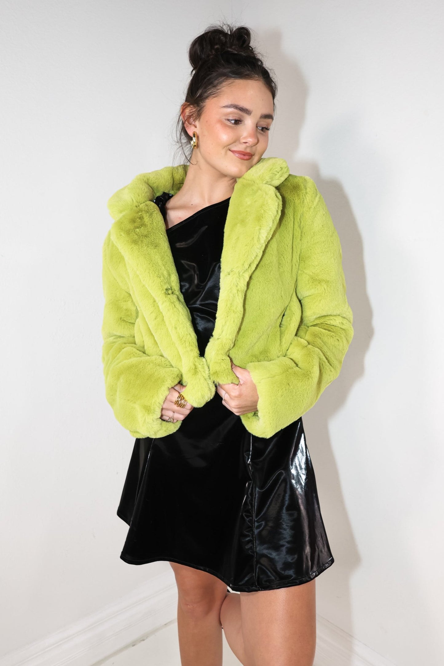 Lush in Lime Cropped Fur Jacket