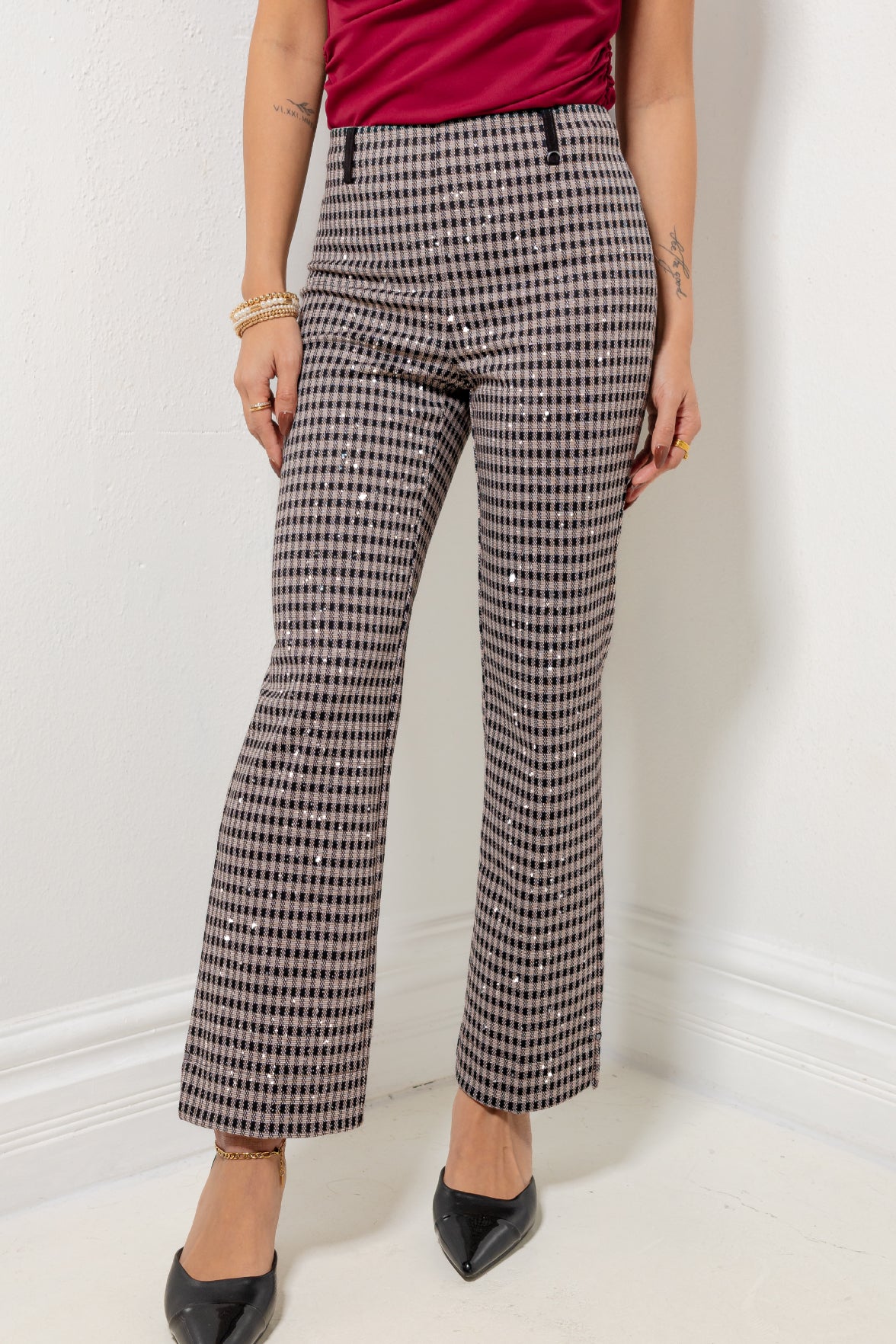 Lysse Colleen Metallic Ankle Baby Bootcut Pants