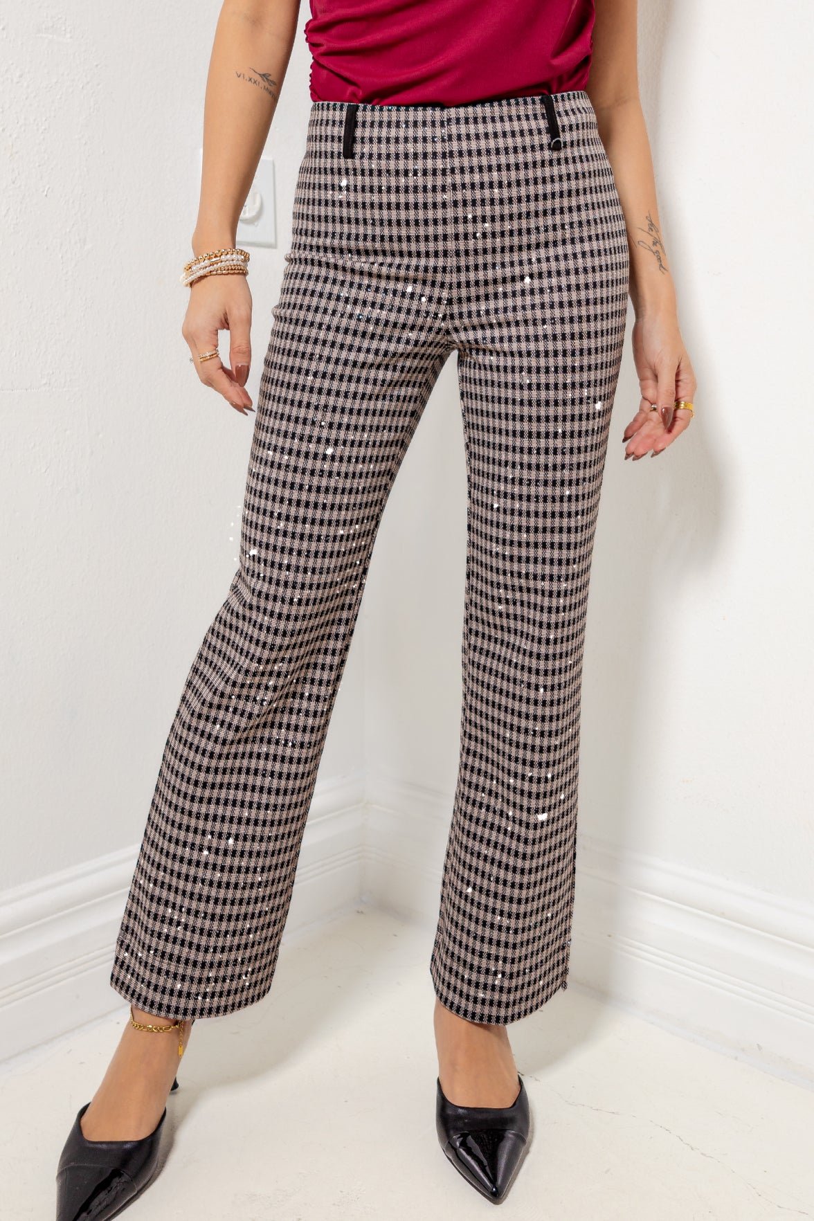 Lysse Colleen Metallic Ankle Baby Bootcut Pants