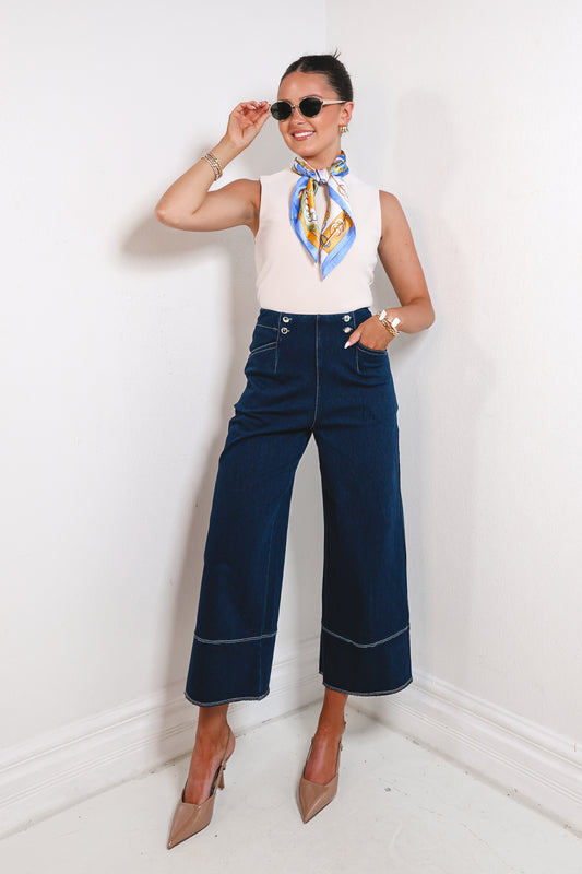 Lysse Dion Sailor Cropped Palazzo Jeans