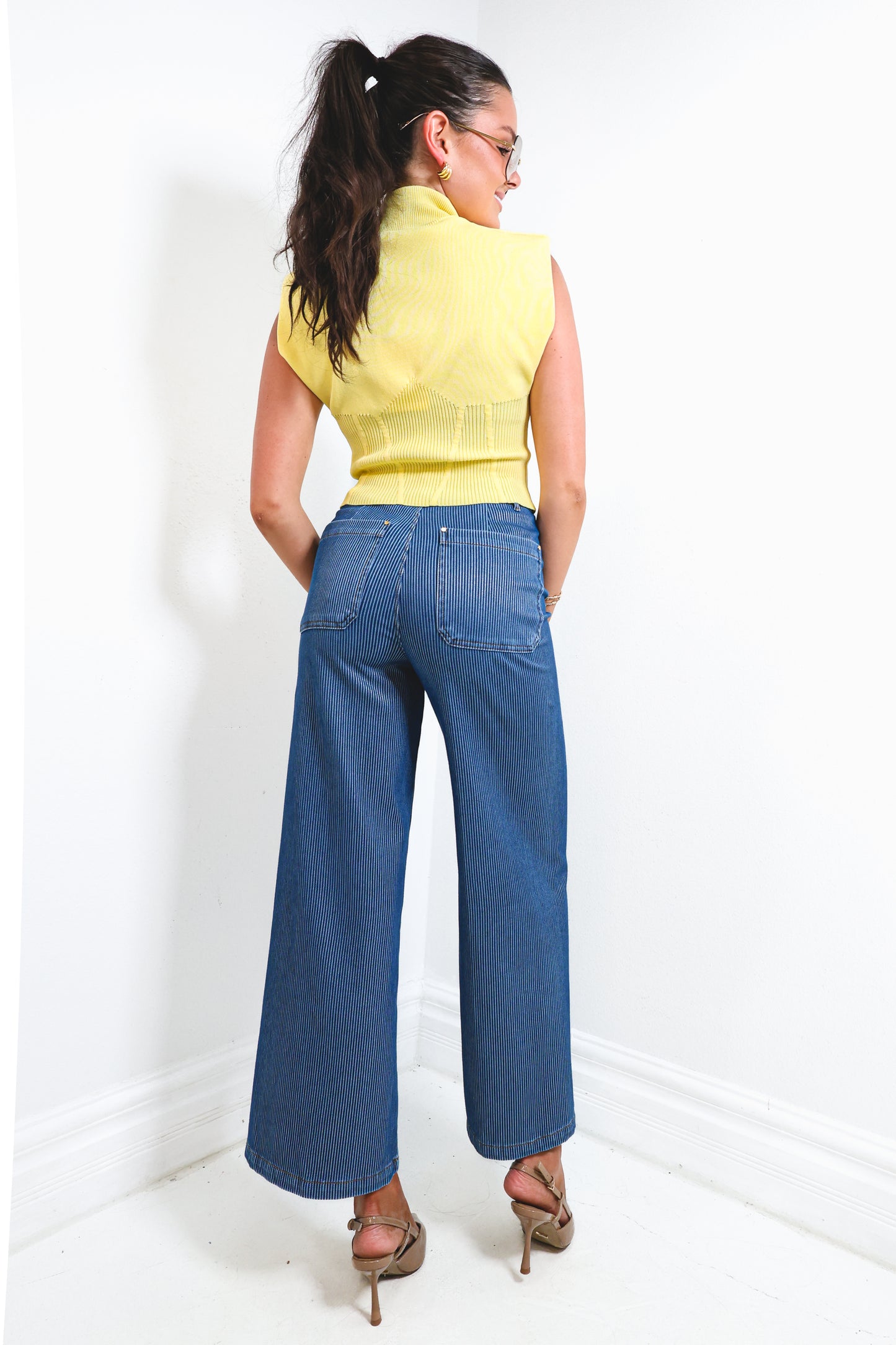 Lysse Erin Pinstripe Wide Leg Jeans