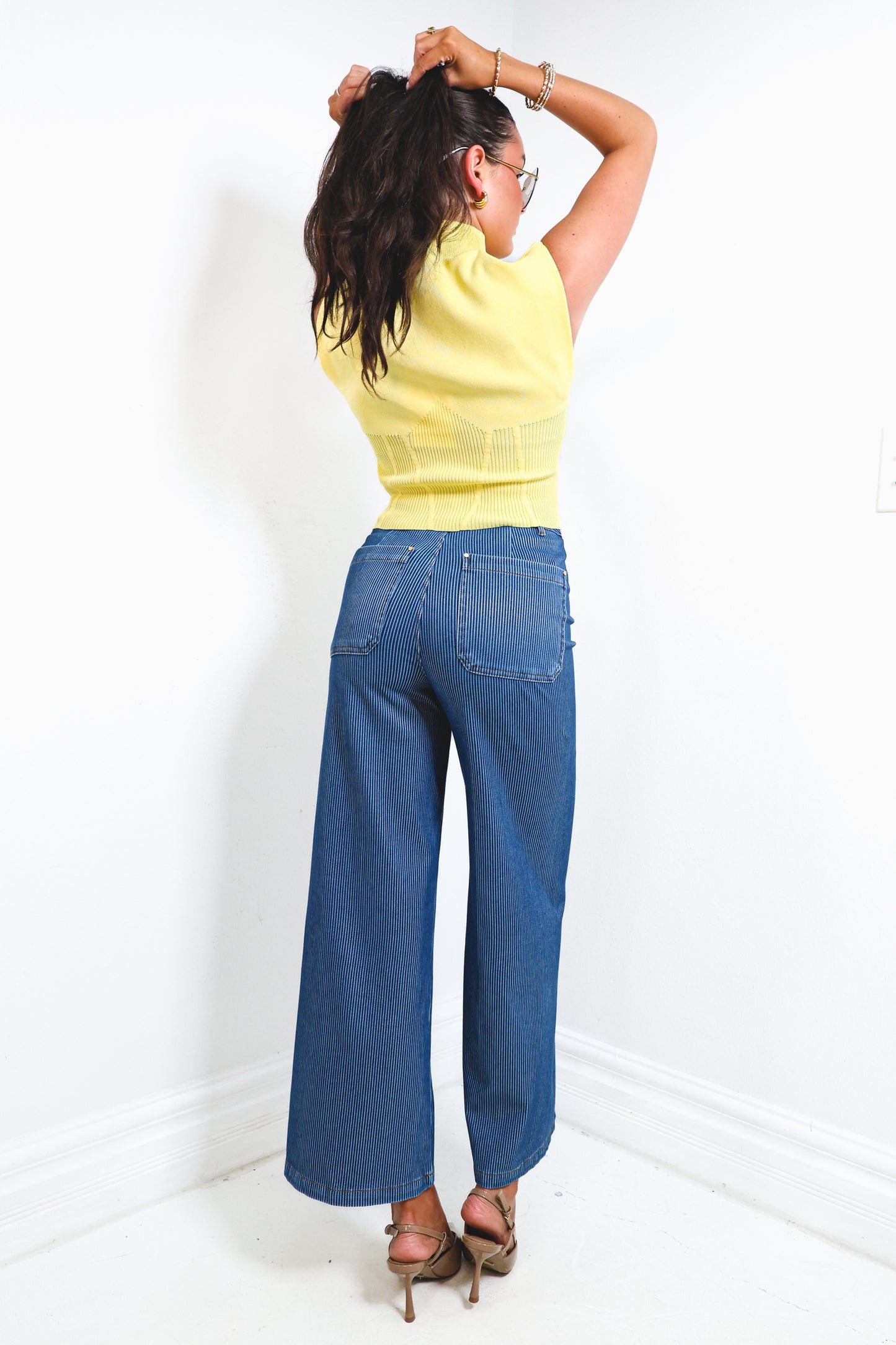 Lysse Erin Pinstripe Wide Leg Jeans