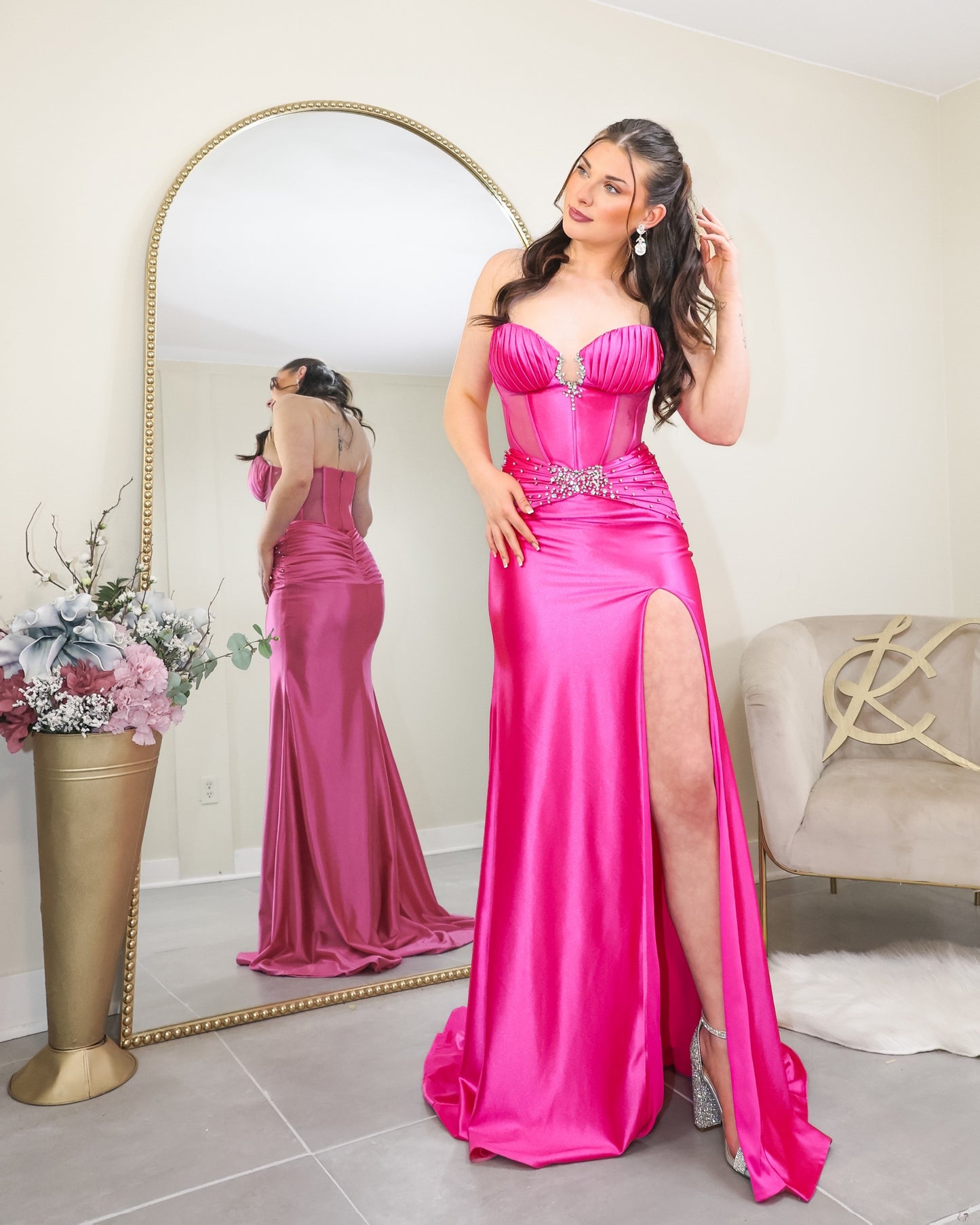 Magenta Muse Strapless Gown
