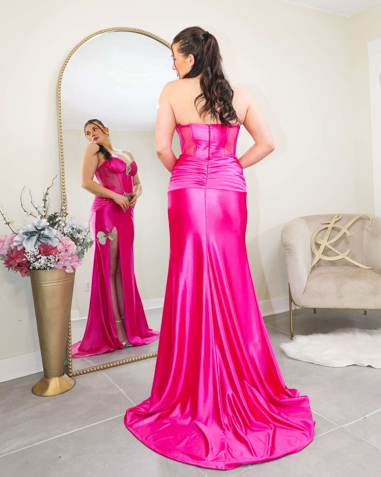 Magenta Muse Strapless Gown
