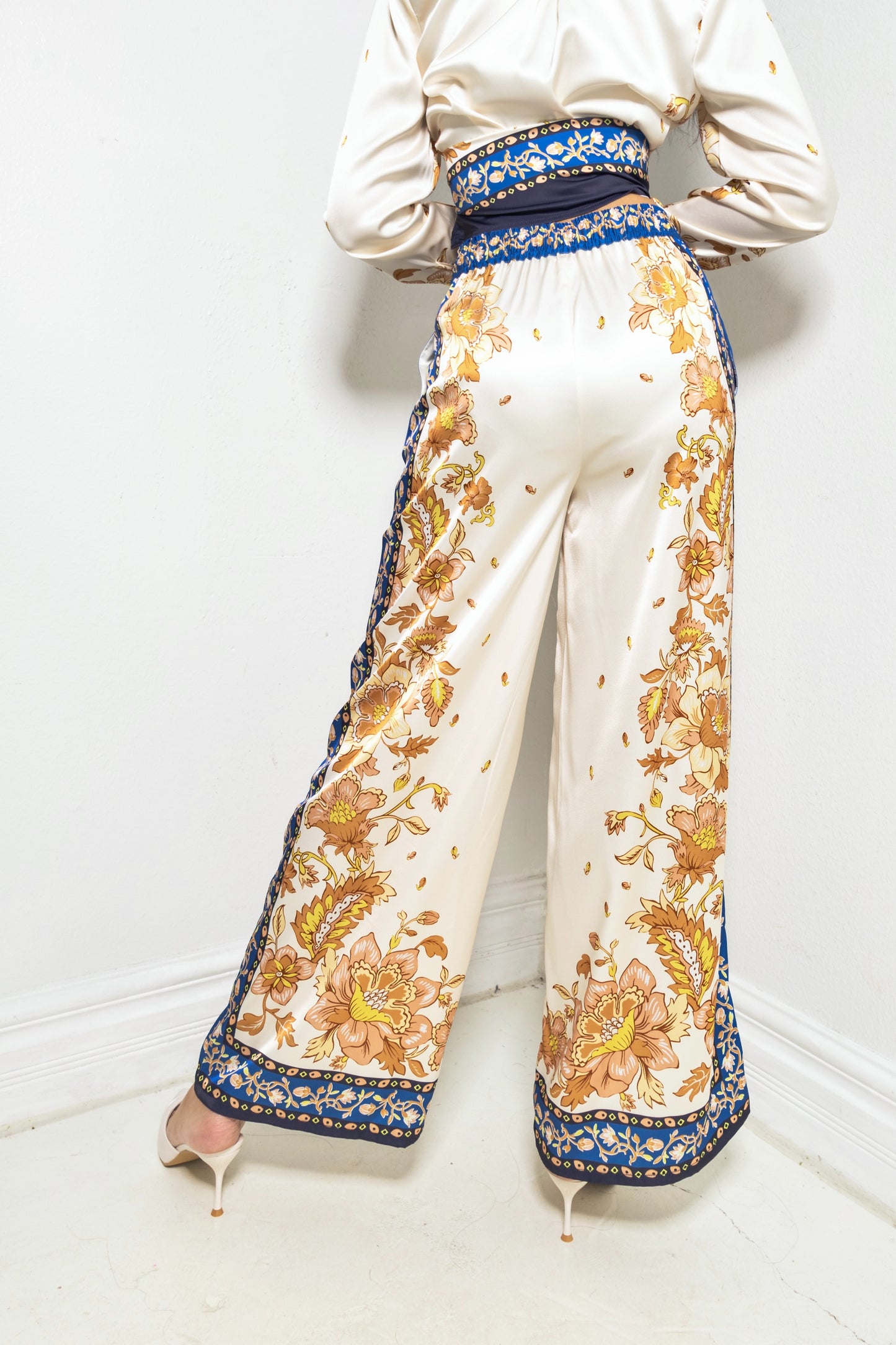 Mediterranean Bloom Wide Leg Pants