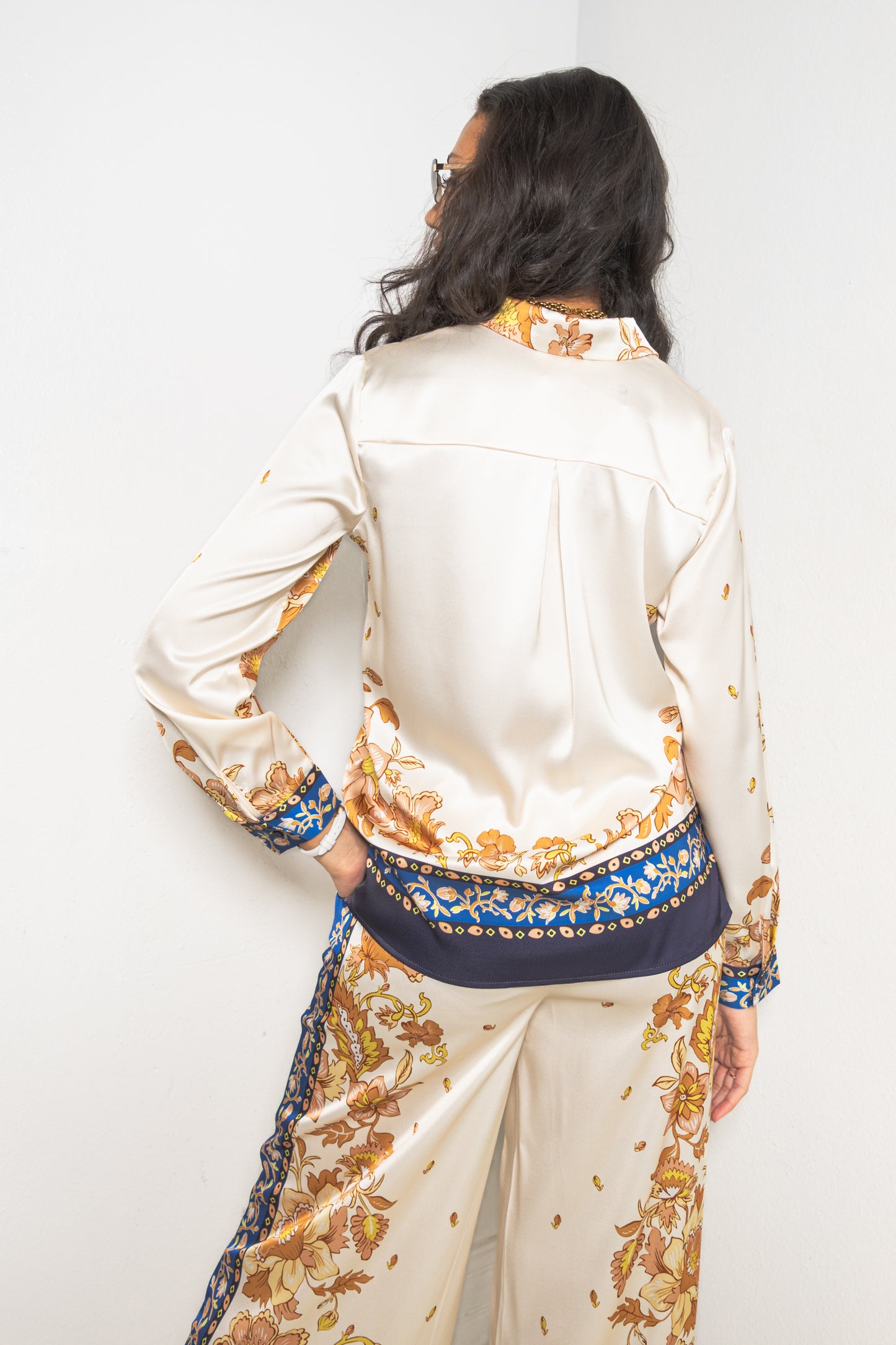 Mediterranean Bloom Button Down Top