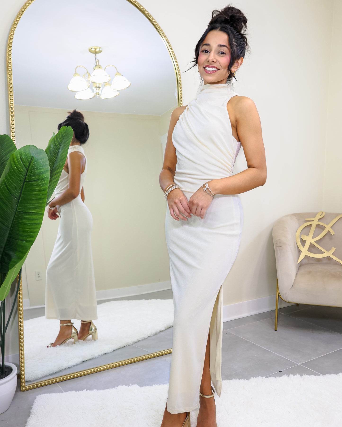 Minimalist Mock Neck Midi Dress