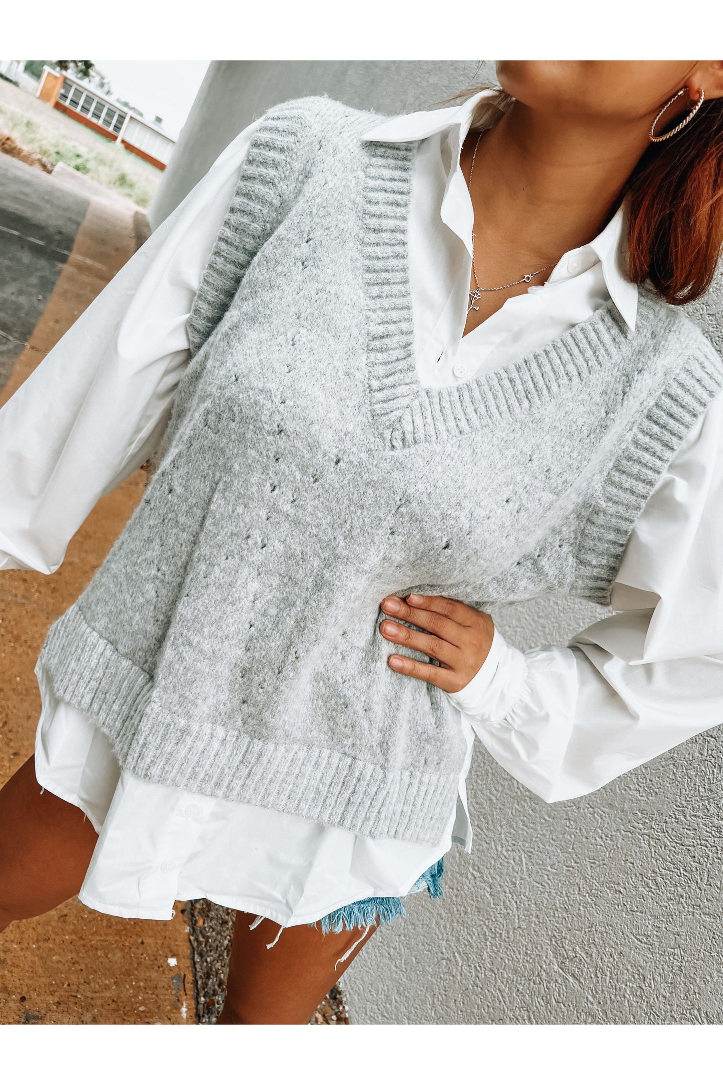 Mixed Media V-Neck Knit Vest Top-KCoutureBoutique, women's boutique in Bossier City, Louisiana