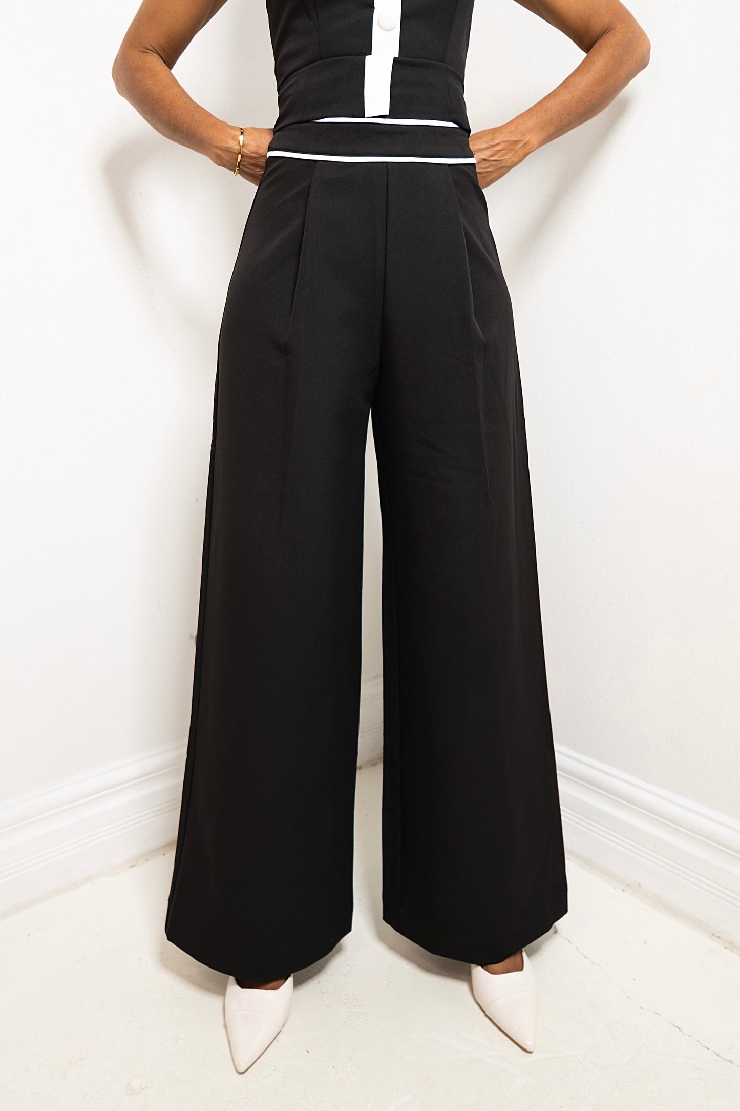 Monaco Contrast Peplum Top & Pant Set