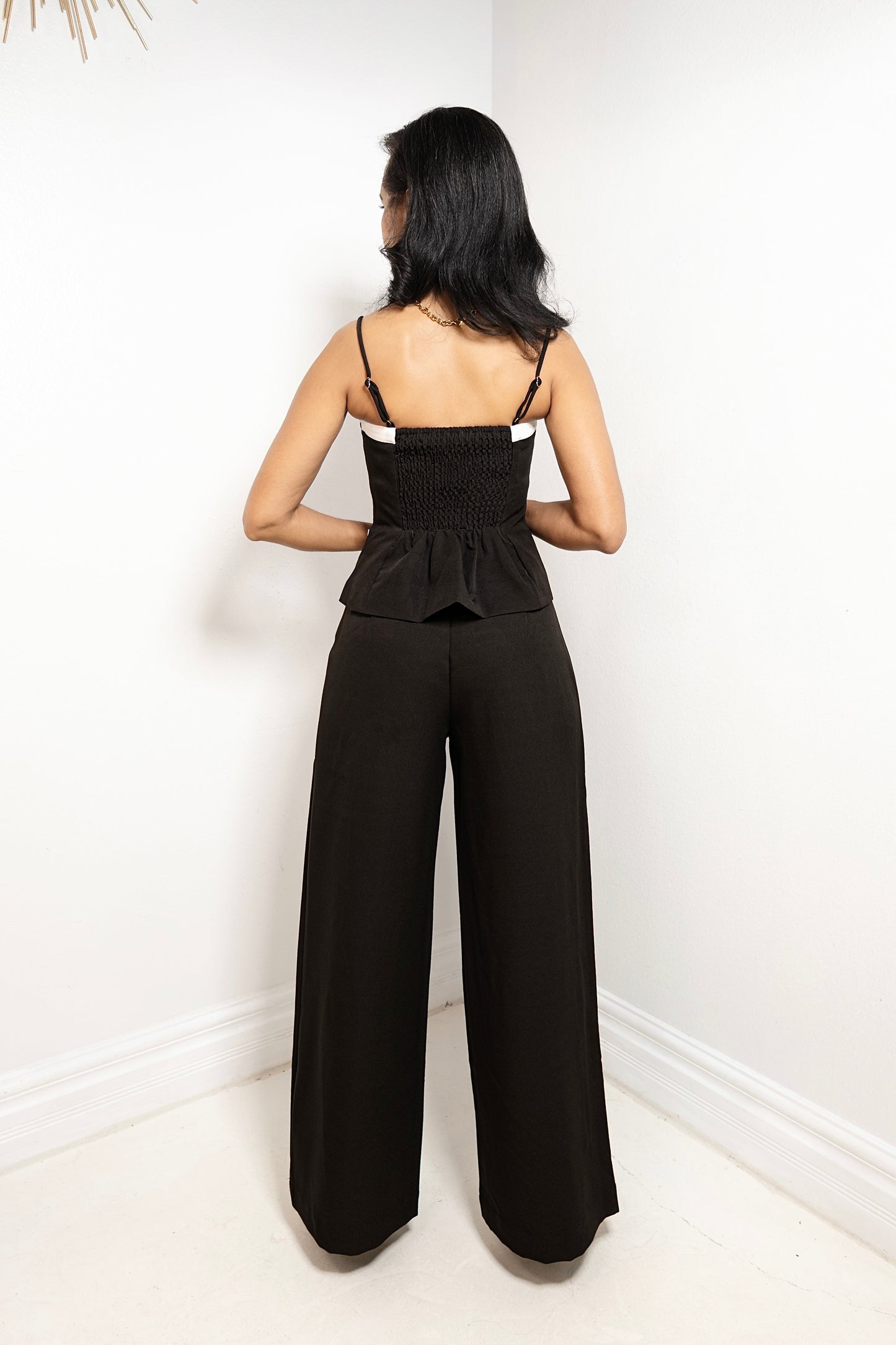 Monaco Contrast Peplum Top & Pant Set