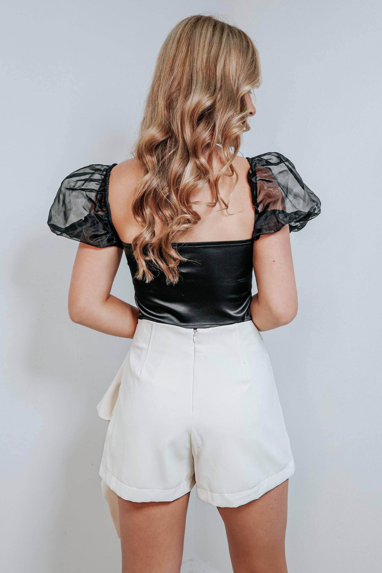 Oh My Organza Puff Sleeve Cropped Top